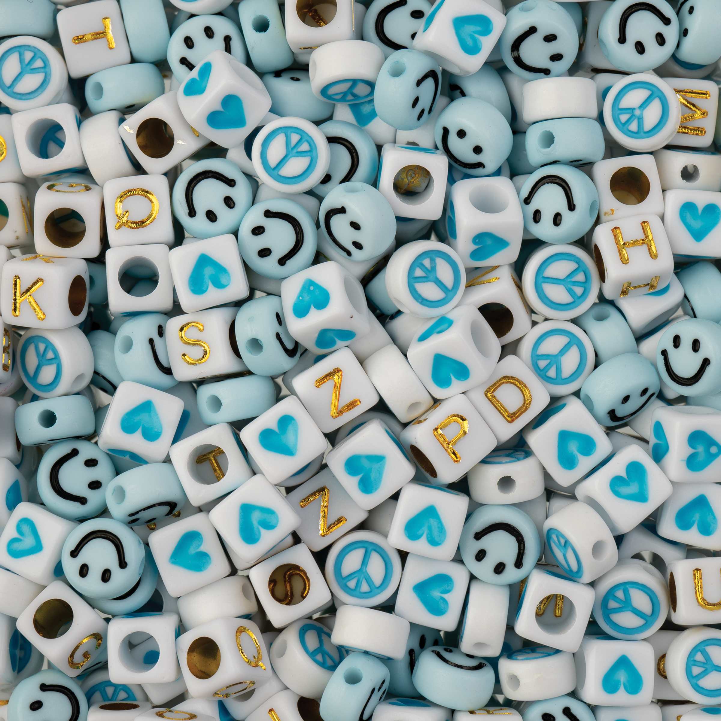 John Bead 4x7mm Plastic Round Alphabet Craft Beads, 72g - Blue