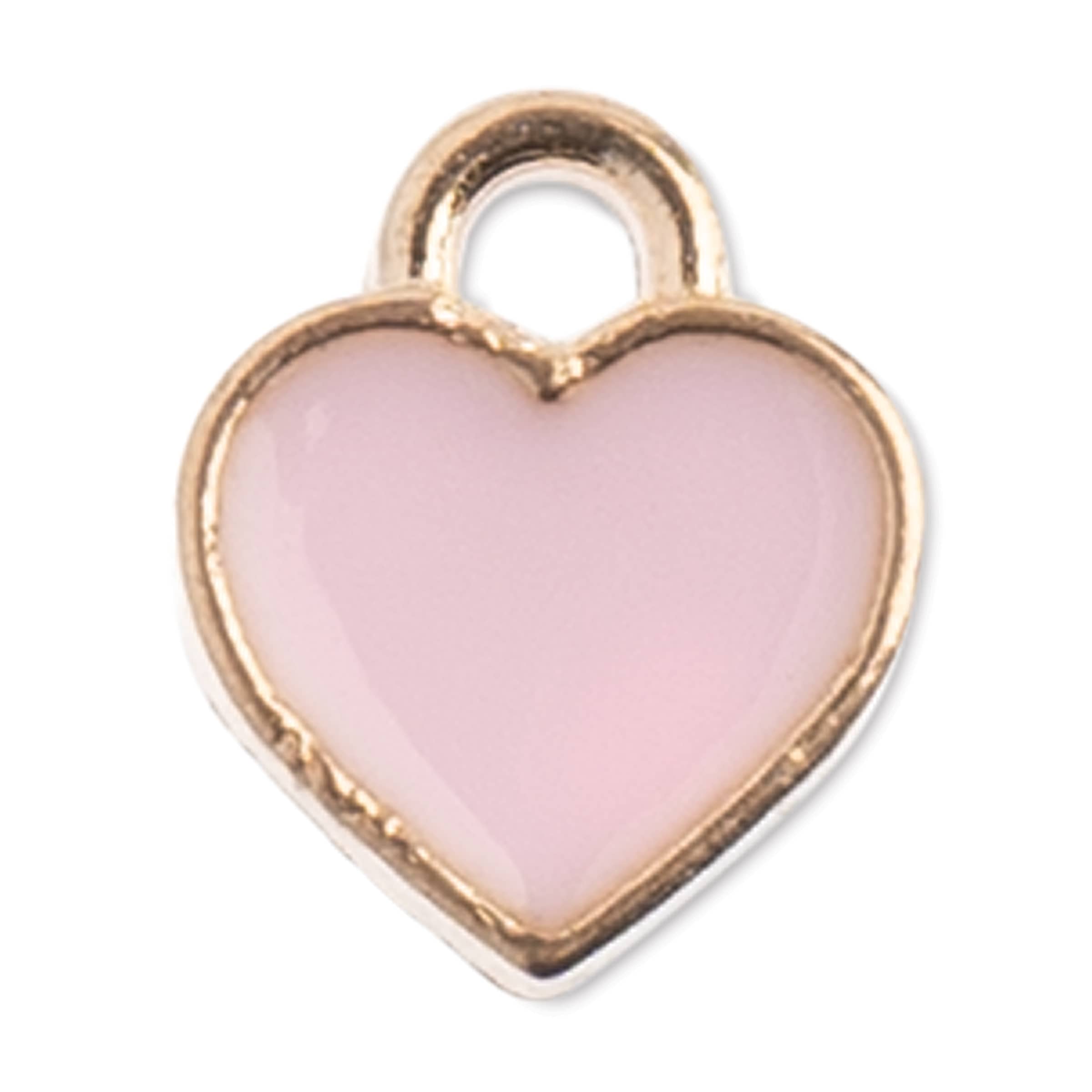 John Bead Sweet & Petite Small Hearts Charms, 10ct. in Pink | 7mm x 8mm
