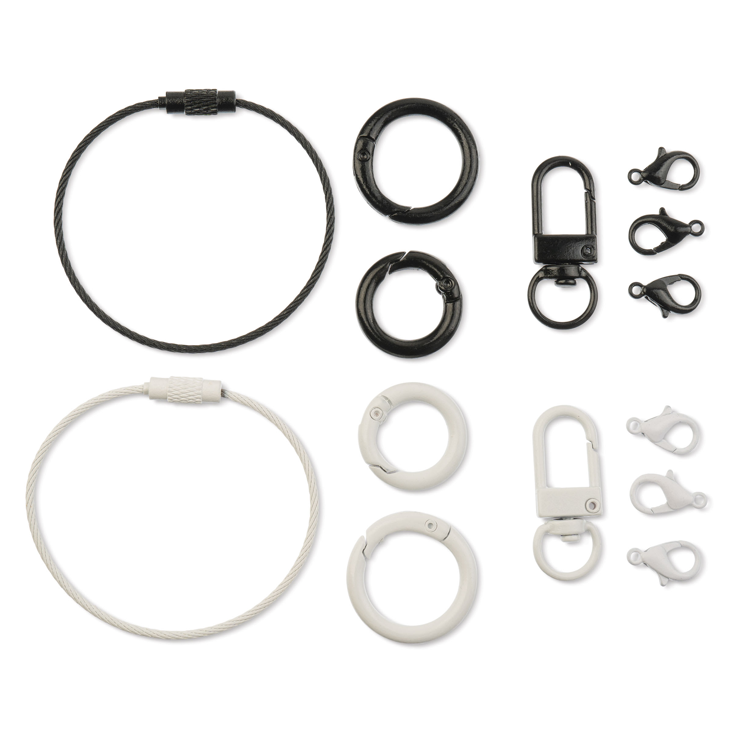 John Bead Super Cute Orange and Yellow Metal Wire Keychains Findings Kit - Black and White