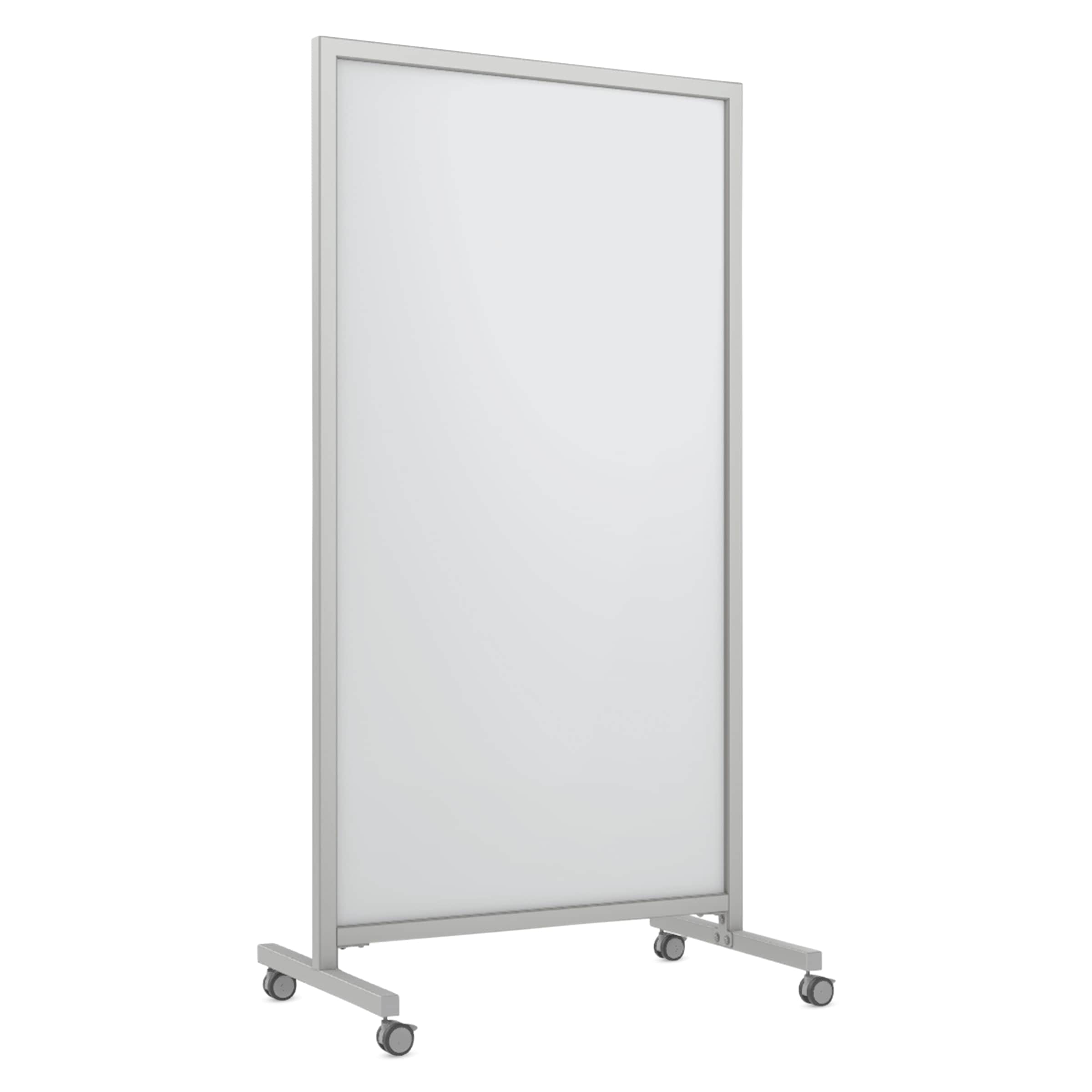Ghent EZ Magnetic Glass Mobile Dry-Erase Whiteboard, Aluminum Frame, 75H x 38W (EZ1MA7538WH) | Quill