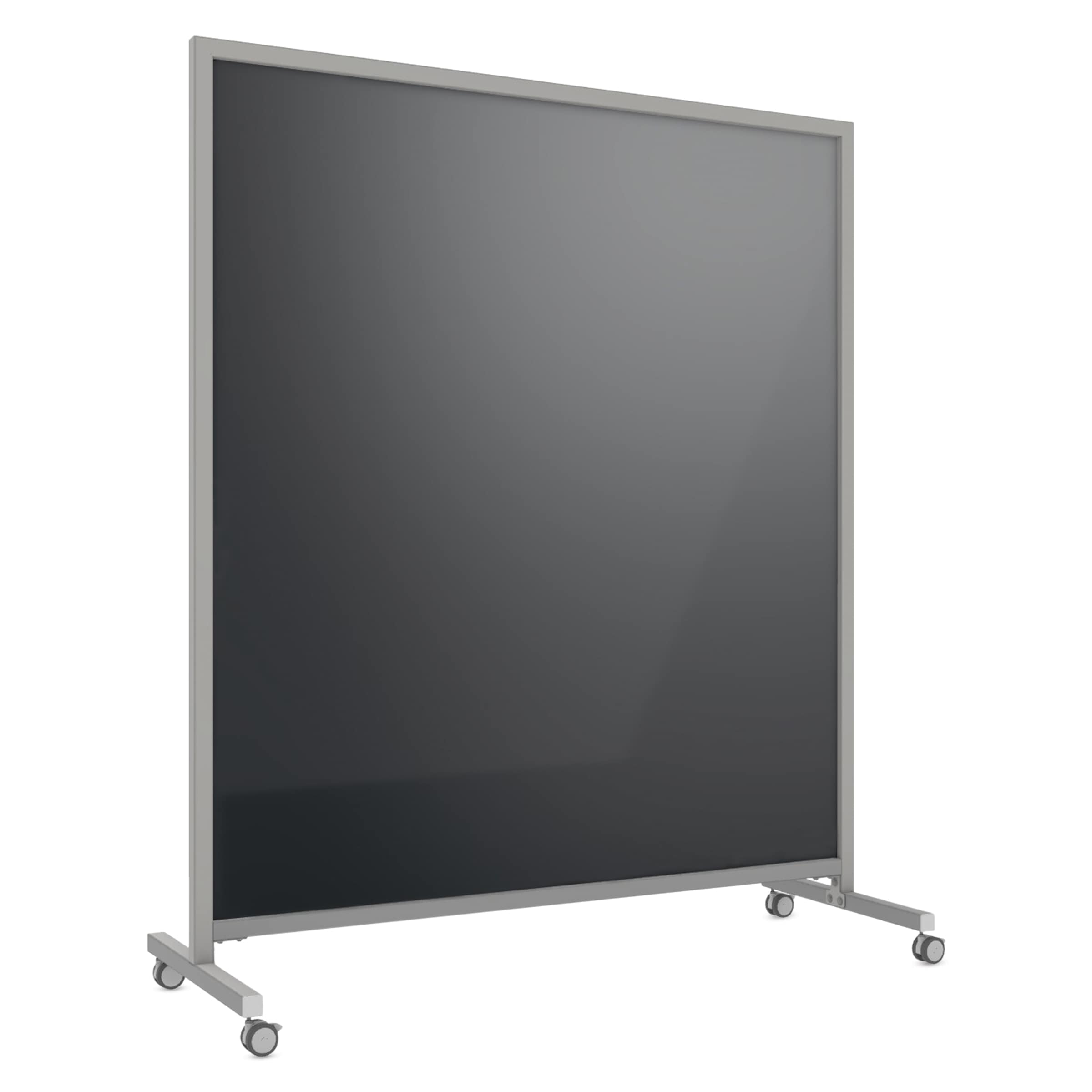 Ghent EZ Glass Mobile Dry-Erase Whiteboard, Aluminum Frame, 75H x 62W, Black (EZ1NA7562BK), Black/White | Quill