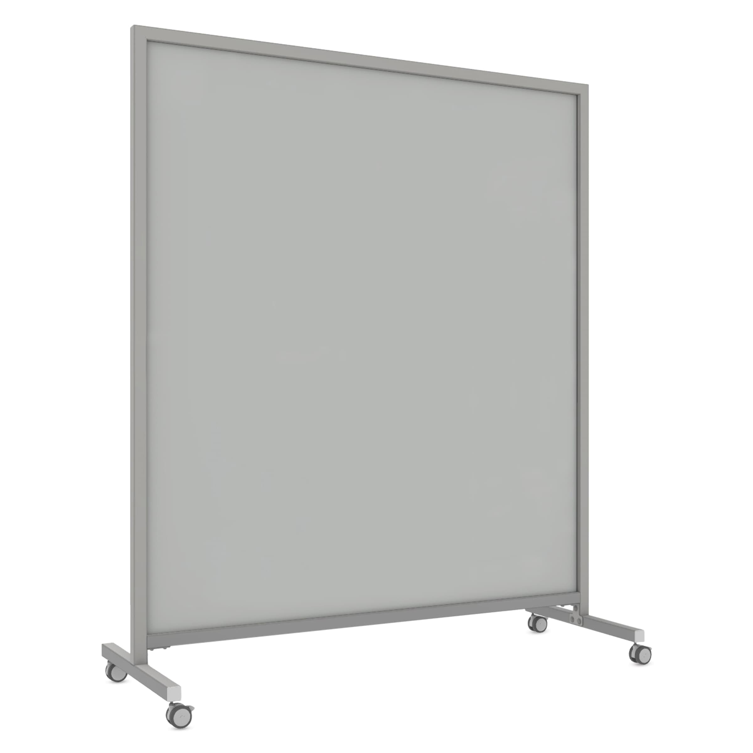 Ghent EZ Glass Mobile Dry-Erase Whiteboard, Aluminum Frame, 75H x 62W, Gray (EZ1NA7562GY), Grey/White | Quill