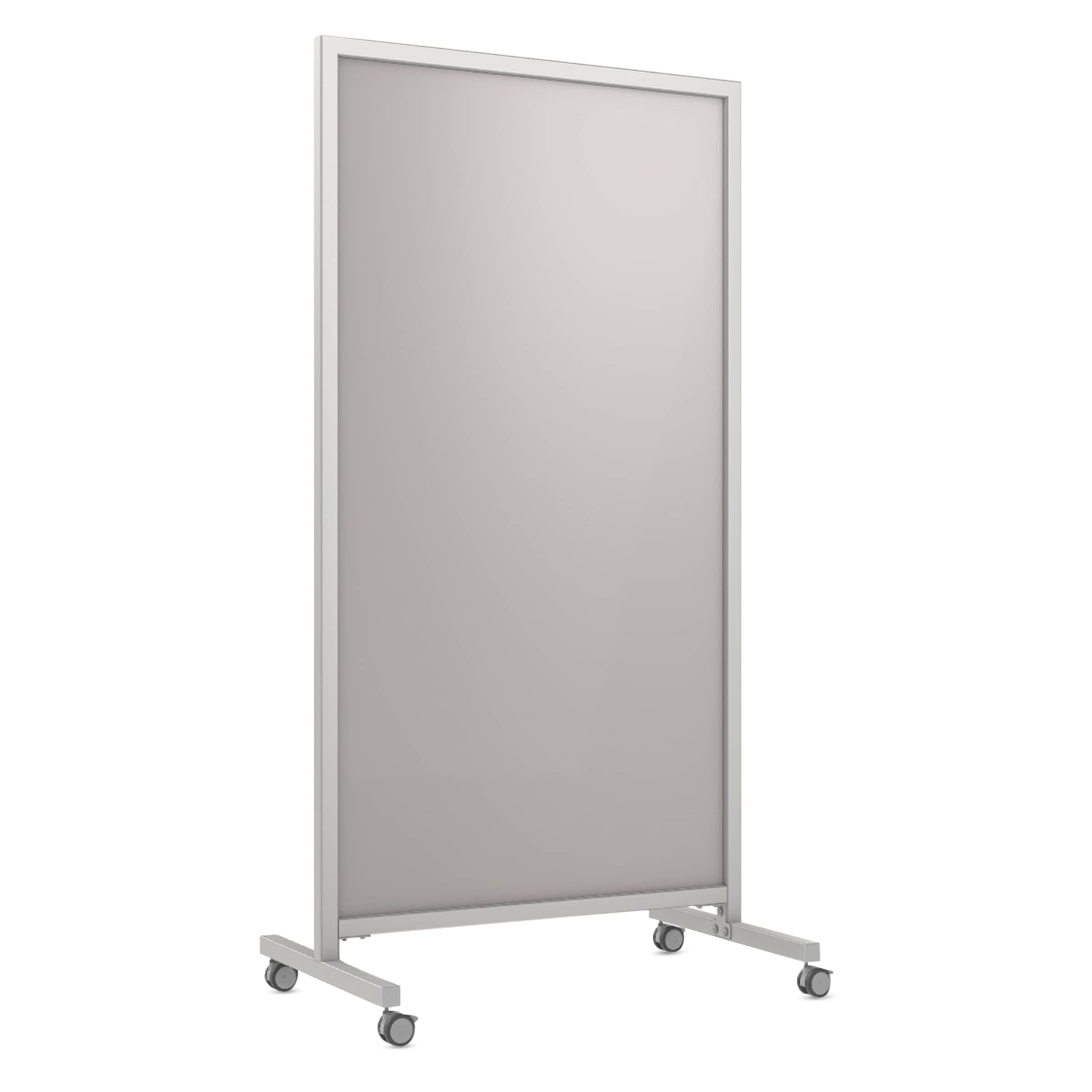 Ghent EZ Magnetic Glass Mobile Dry-Erase Whiteboard, Aluminum Frame, 75H x 38W (EZ1MA7538GY) | Quill