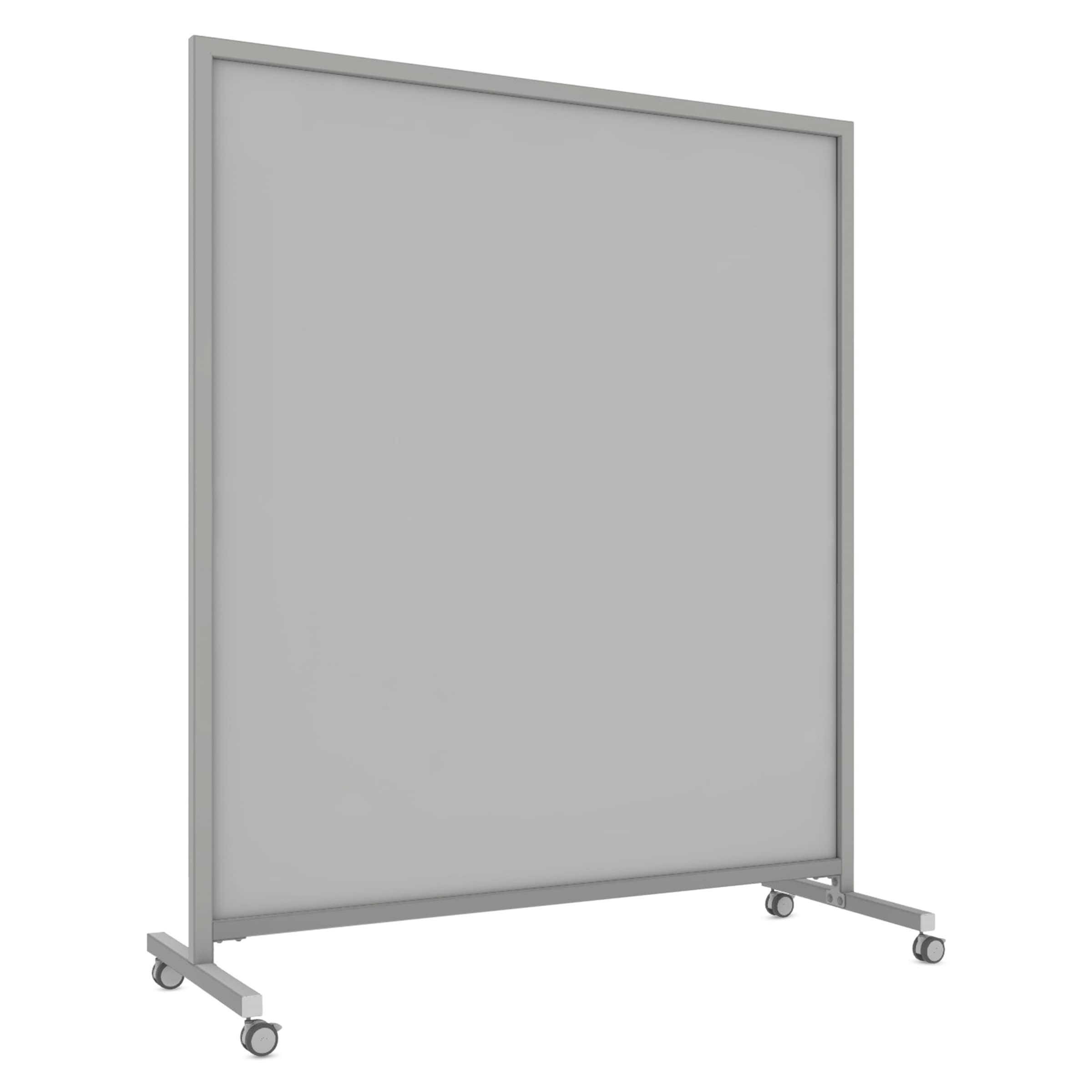 Ghent EZ Magnetic Glass Mobile Dry-Erase Whiteboard, Aluminum Frame, 75H x 62W, Gray (EZ1MA7562GY), Grey/White | Quill