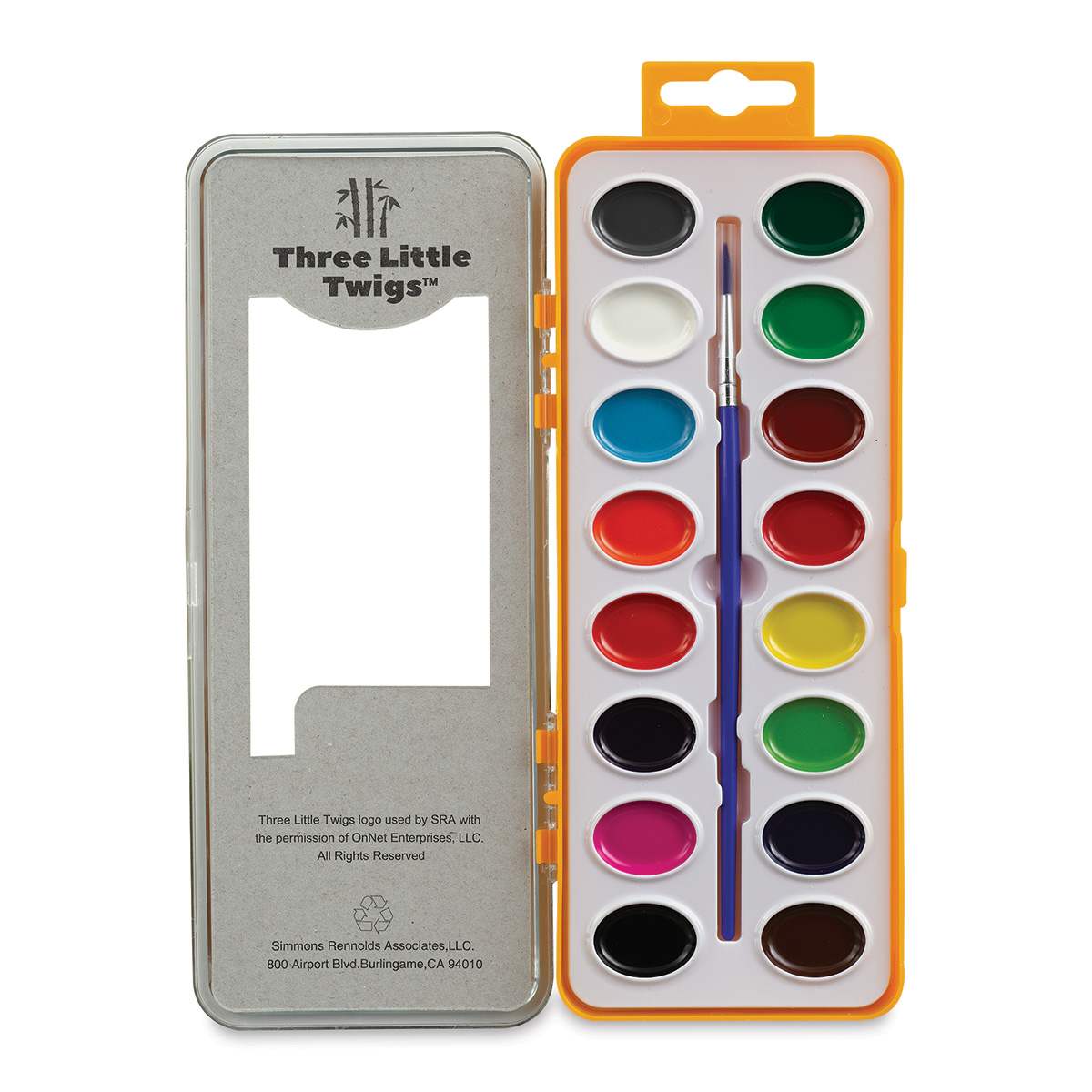Three Little Twigs Premium Watercolor Pan Set - Set of 16, Assorted Colors