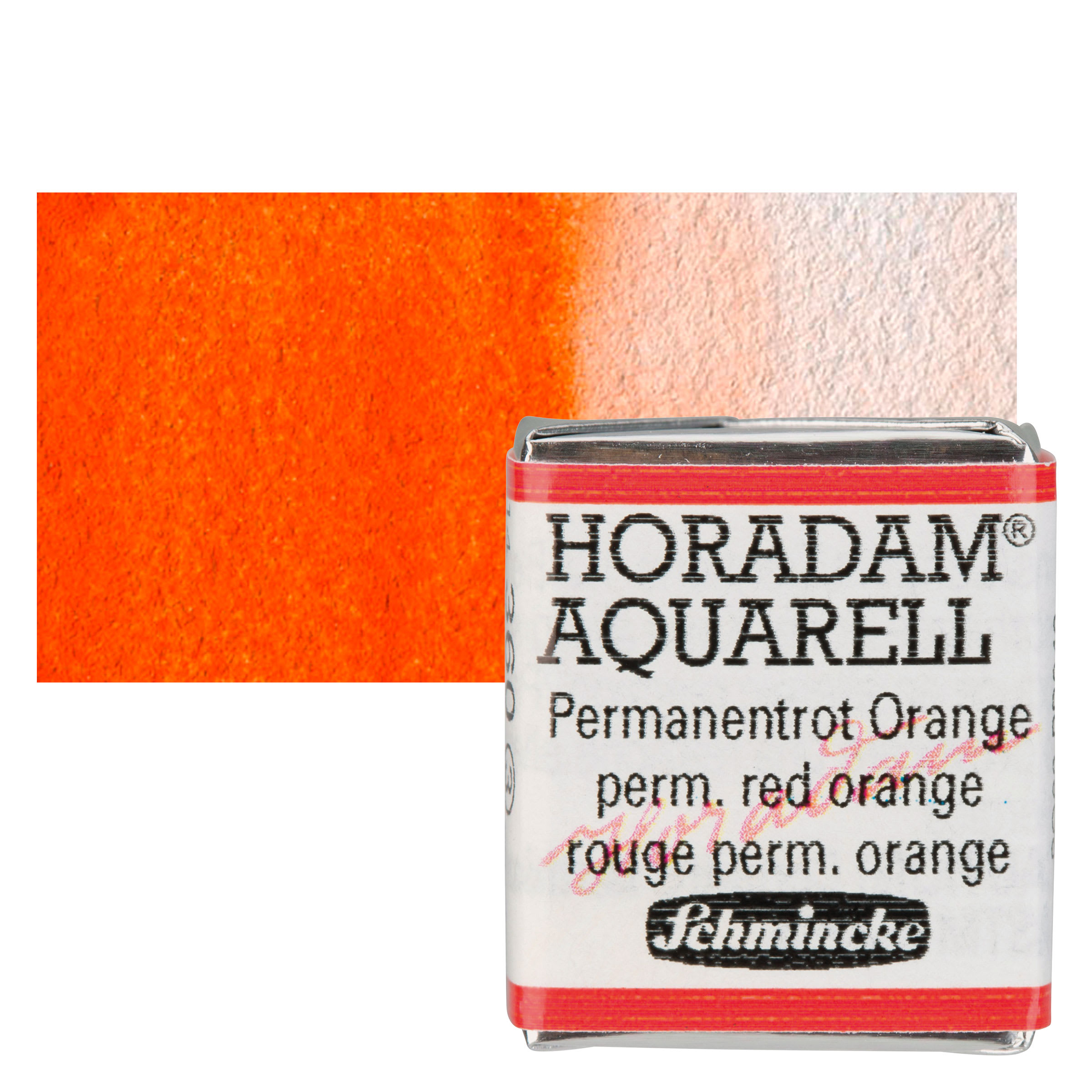 Schmincke Horadam Aquarell Watercolor - Permanent Red Orange, Half Pan