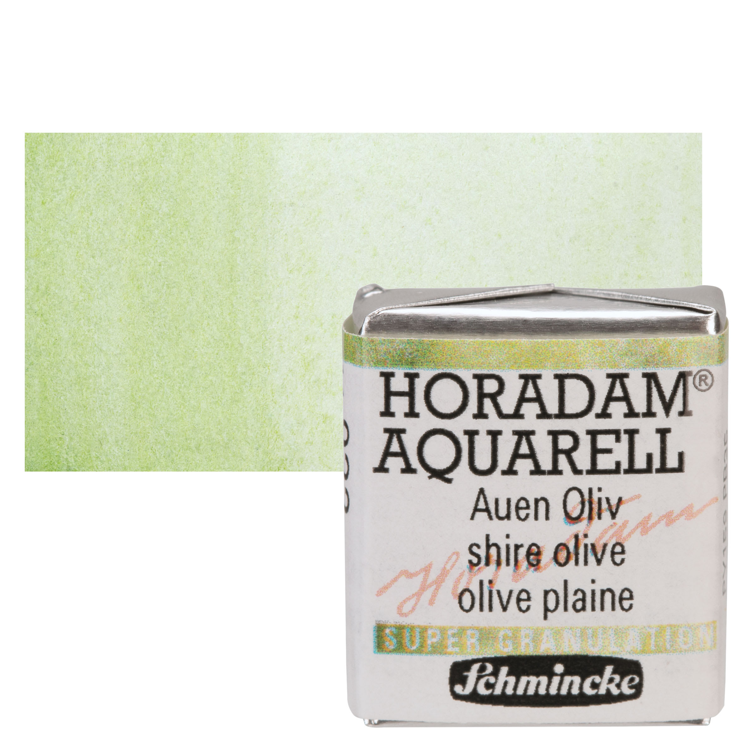 Schmincke Horadam Aquarell Artist Watercolor - Shire Olive, Supergranulation, Half Pan