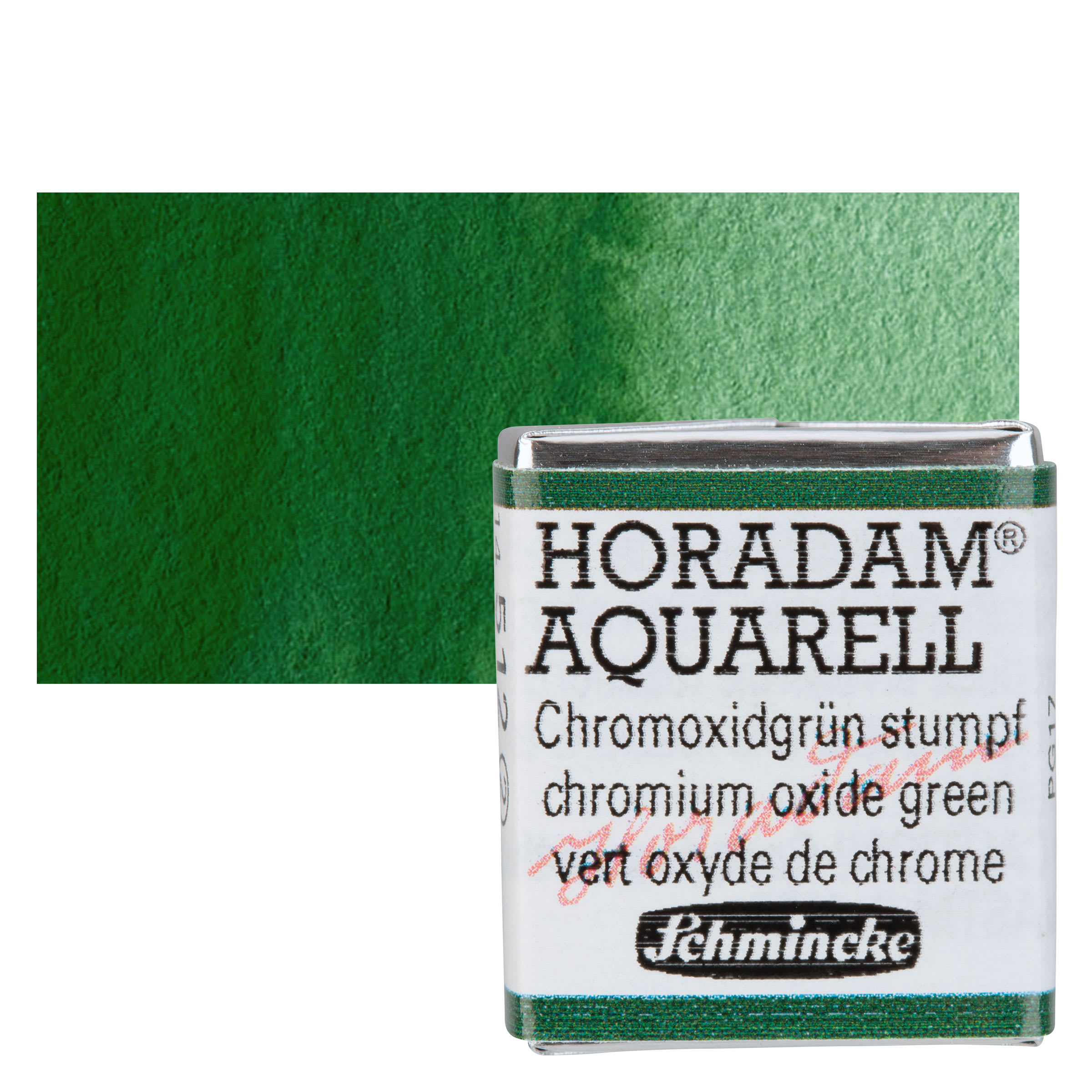 Schmincke Horadam Aquarell Artist Watercolor - Chromium Oxide Green, Half Pan