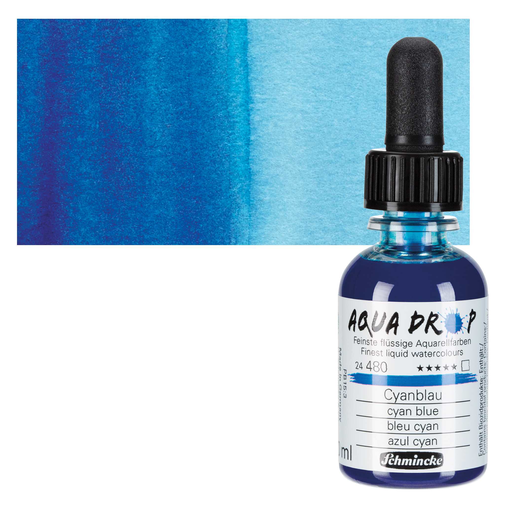 Schmincke Aqua Drop Watercolor - Cyan Blue, 30 ml