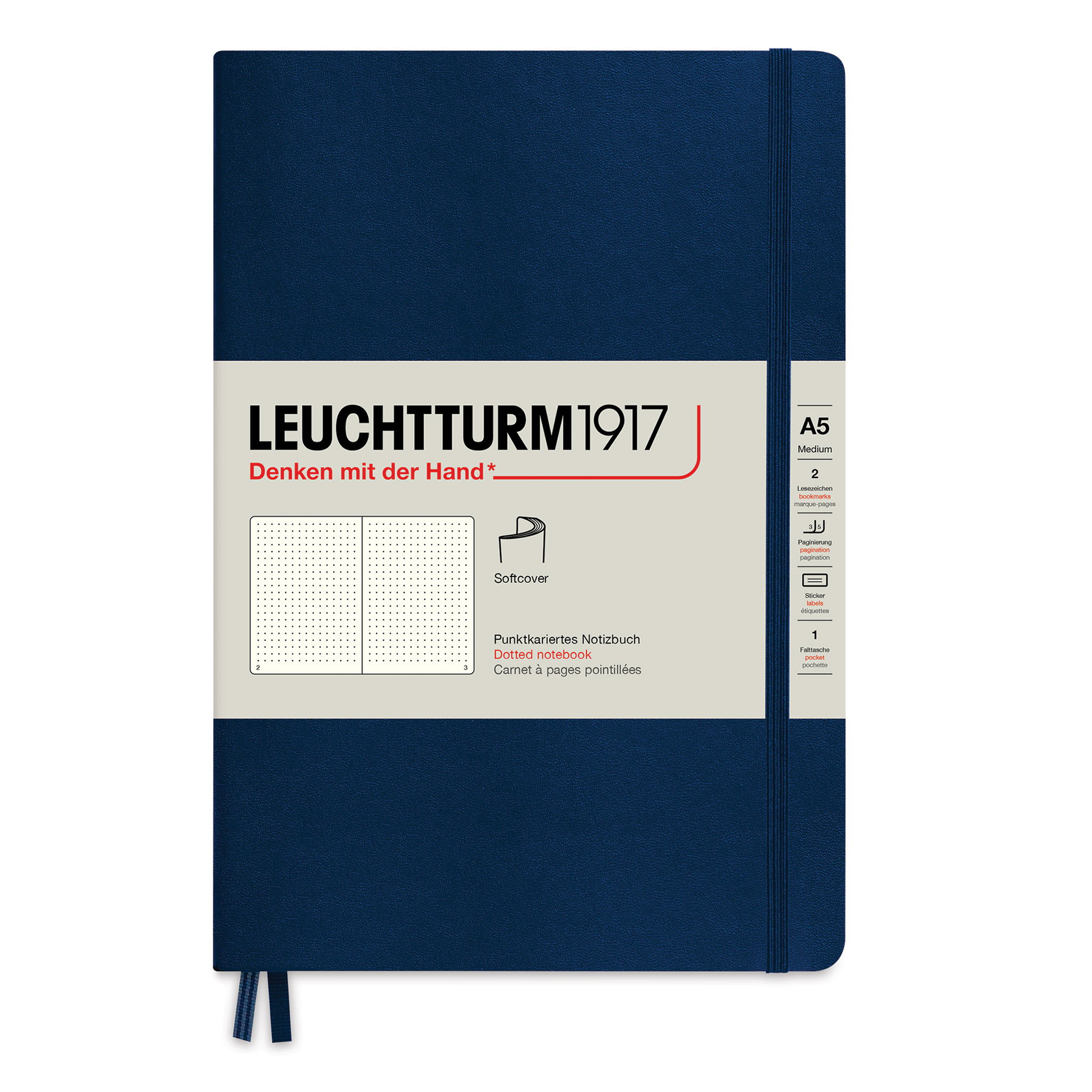 Leuchtturm1917 Dotted Softcover Notebook - Navy, 5-3/4" x 8-1/4"