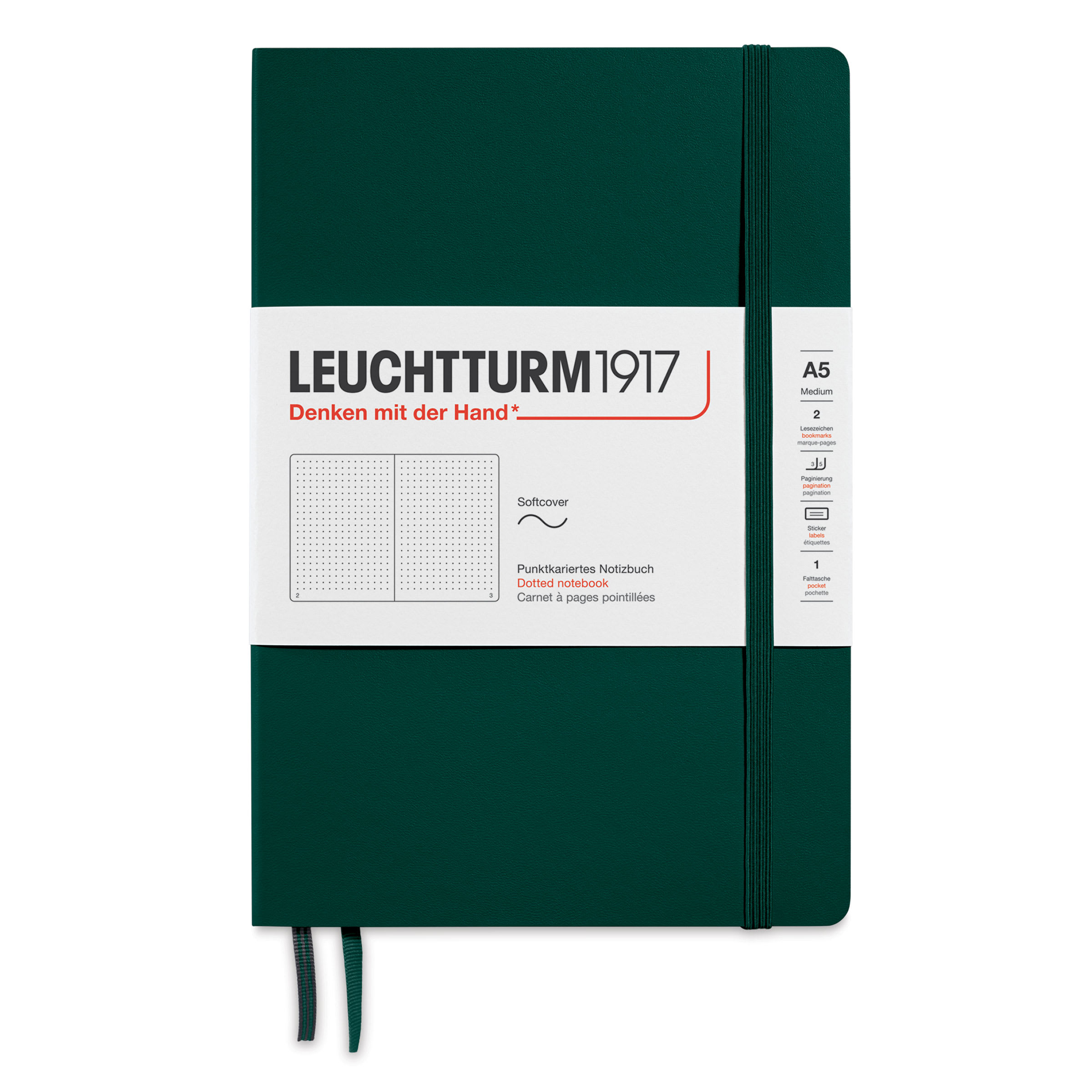Leuchtturm1917 Dotted Softcover Notebook - Forest Green, 5-3/4" x 8-1/4"