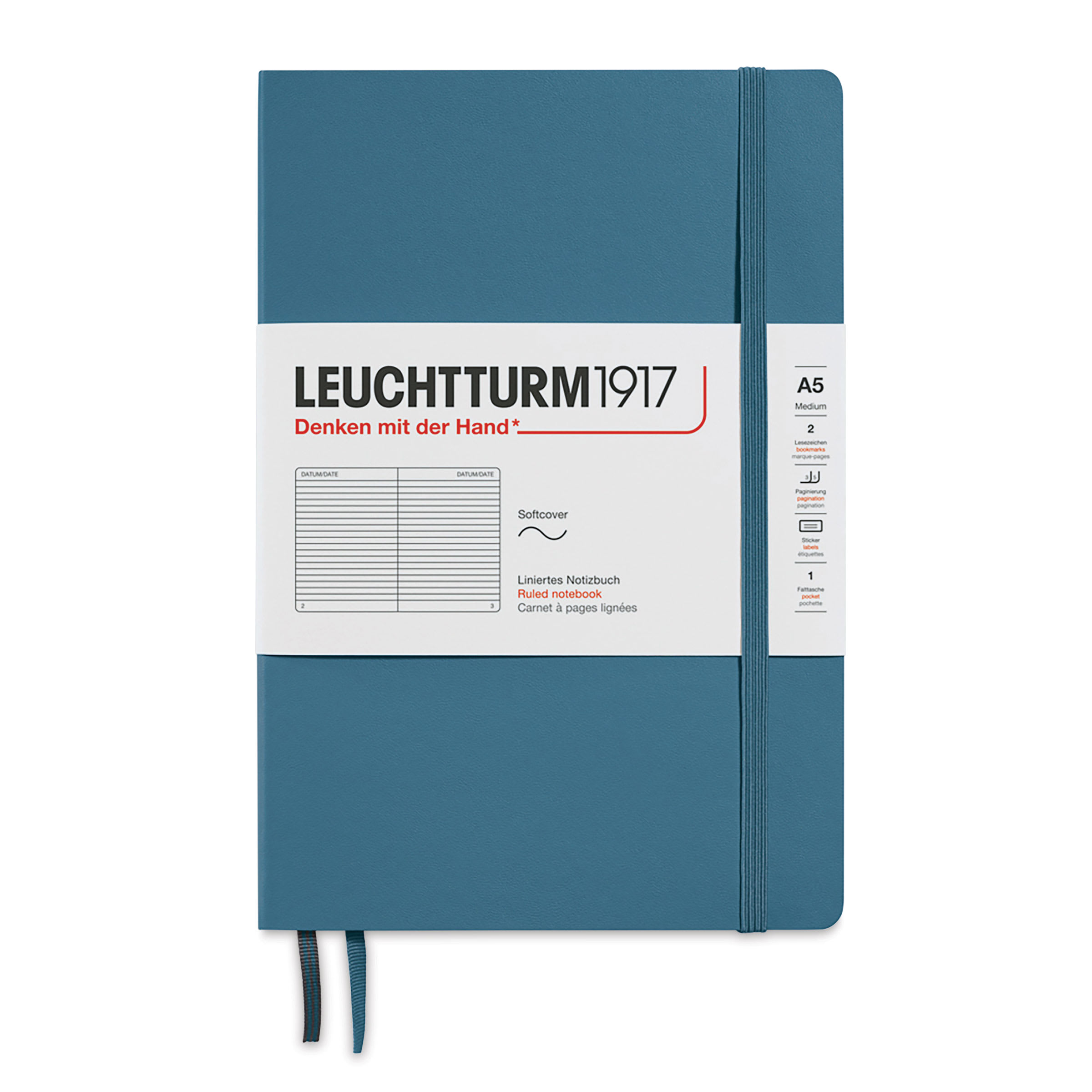 Leuchtturm1917 Ruled Softcover Notebook - Stone Blue, 5-3/4" x 8-1/4"
