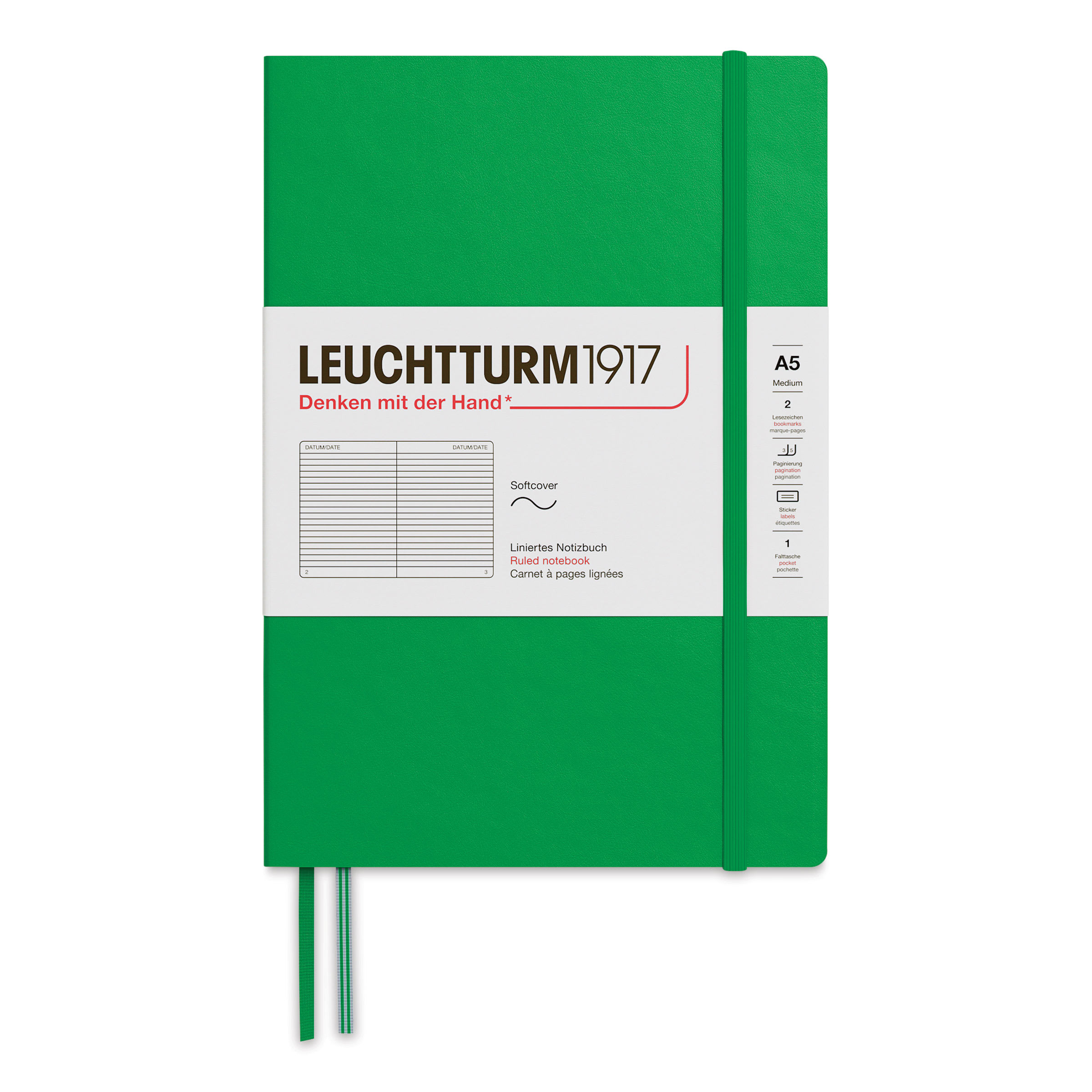 Leuchtturm1917 Ruled Softcover Notebook - Spring Leaf, 5-3/4" x 8-1/4"