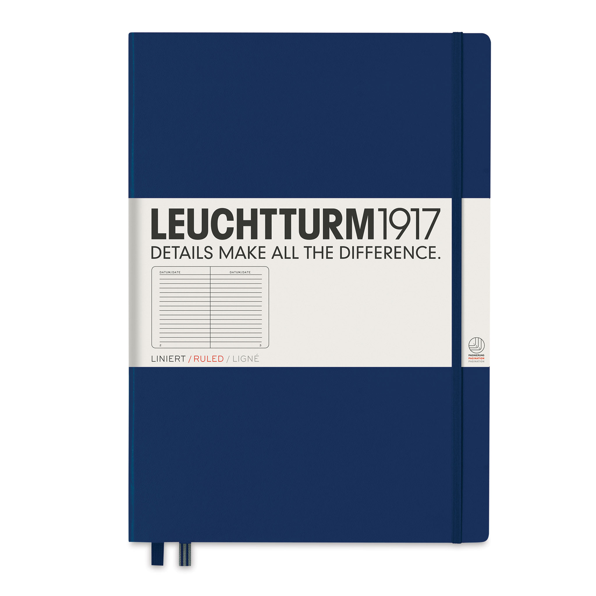 Leuchtturm1917 Ruled Hardbound Notebook - Navy, Master, 8-3/4" x 12-1/2"