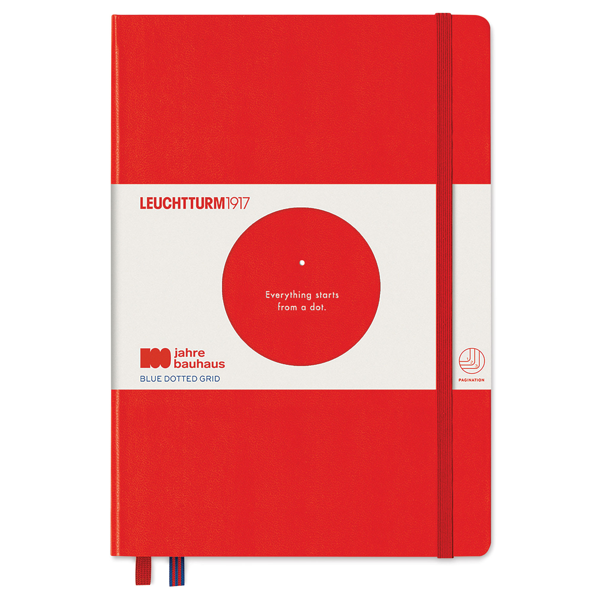 Leuchtturm1917 Bauhaus Notebook - Red/Royal Blue, 5-3/4" x 8-1/4", Dotted