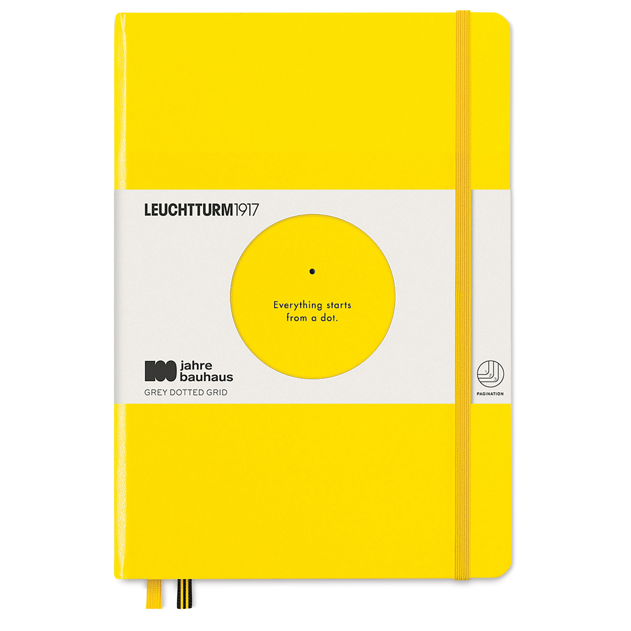 Leuchtturm1917 Bauhaus Notebook - Lemon/Black, 5-3/4" x 8-1/4", Dotted