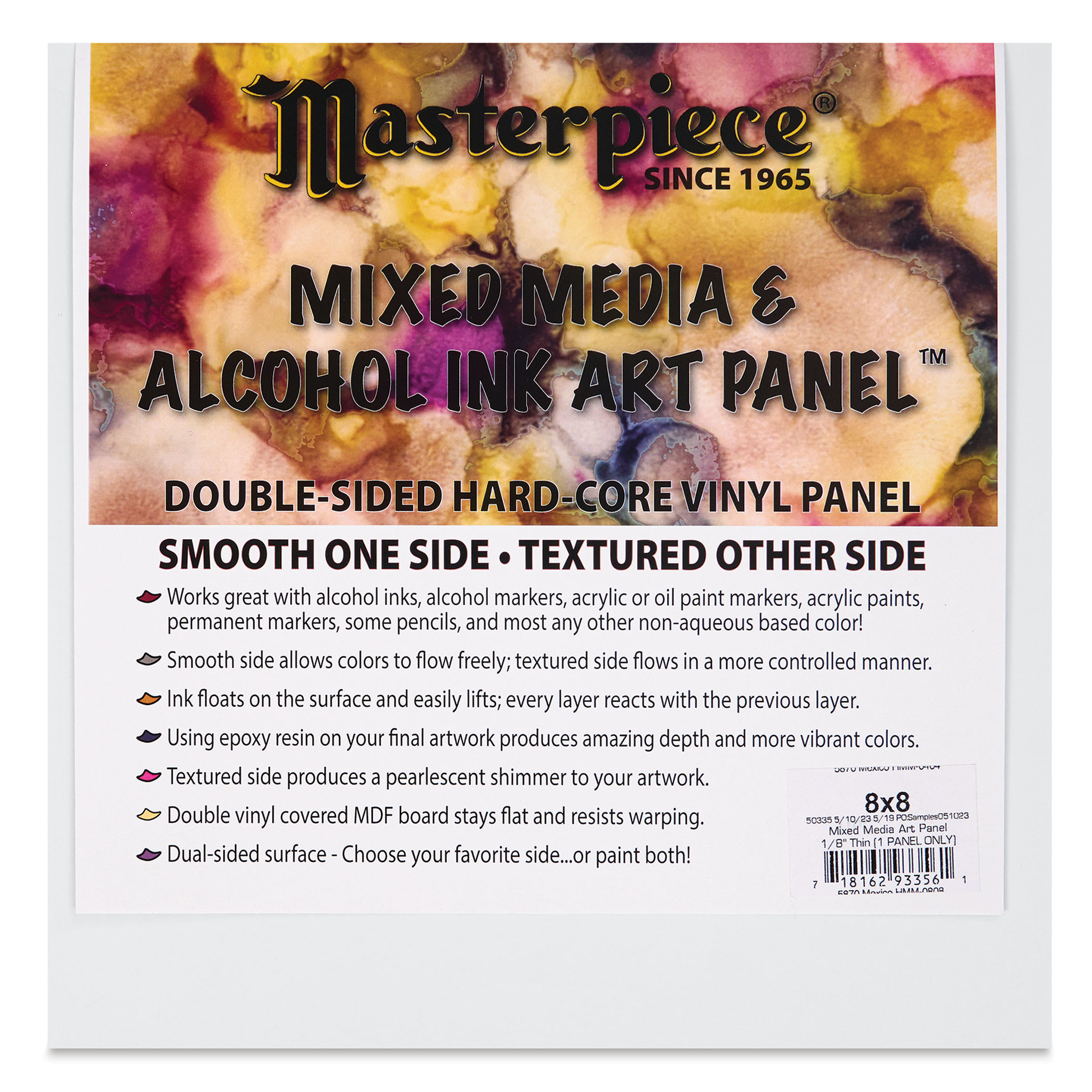 Masterpiece Mixed Media and Alcohol Ink Art Panel - 8" x 8"