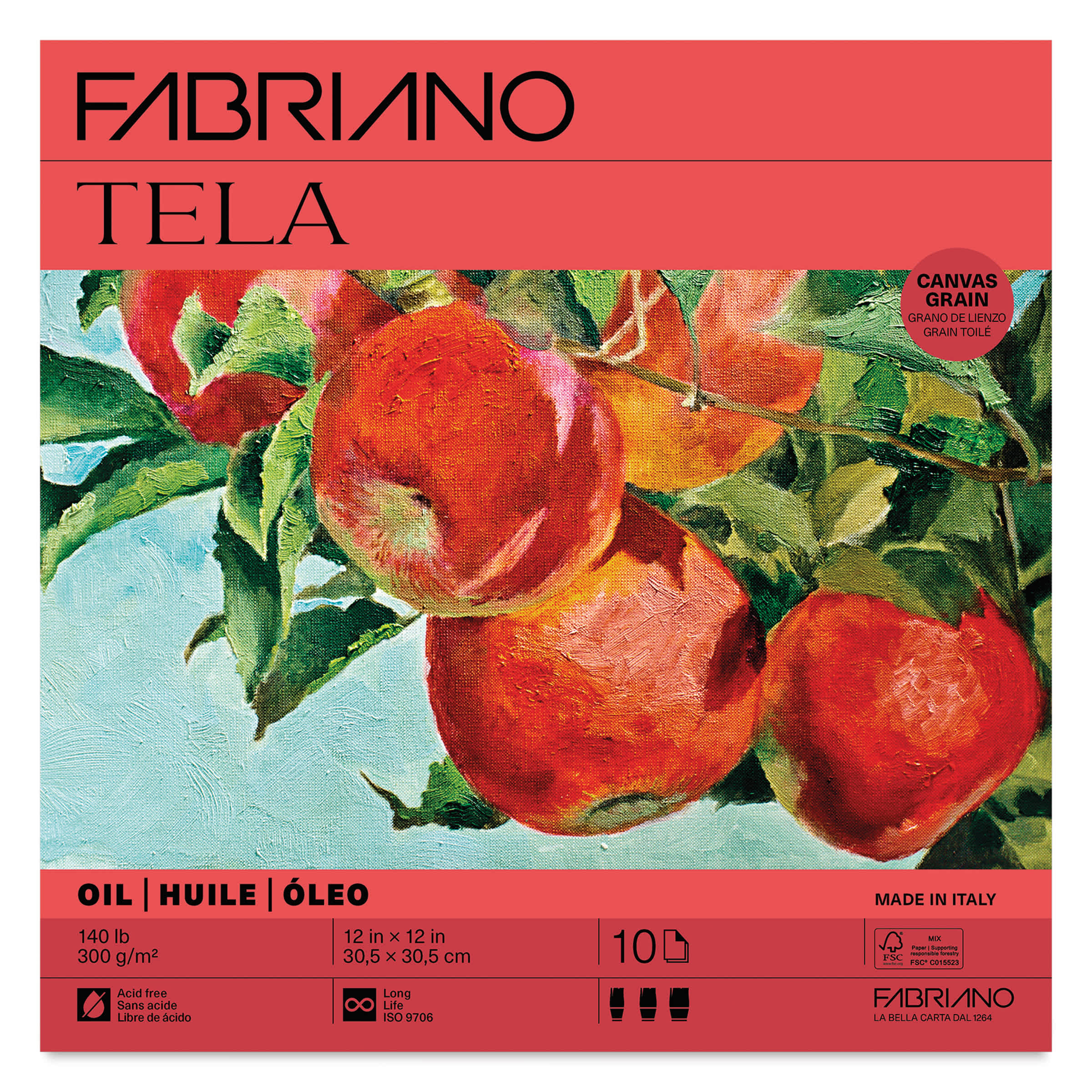 Fabriano Tela Oil Painting Pad - 12" x 12", 300 gsm, 10 Sheets