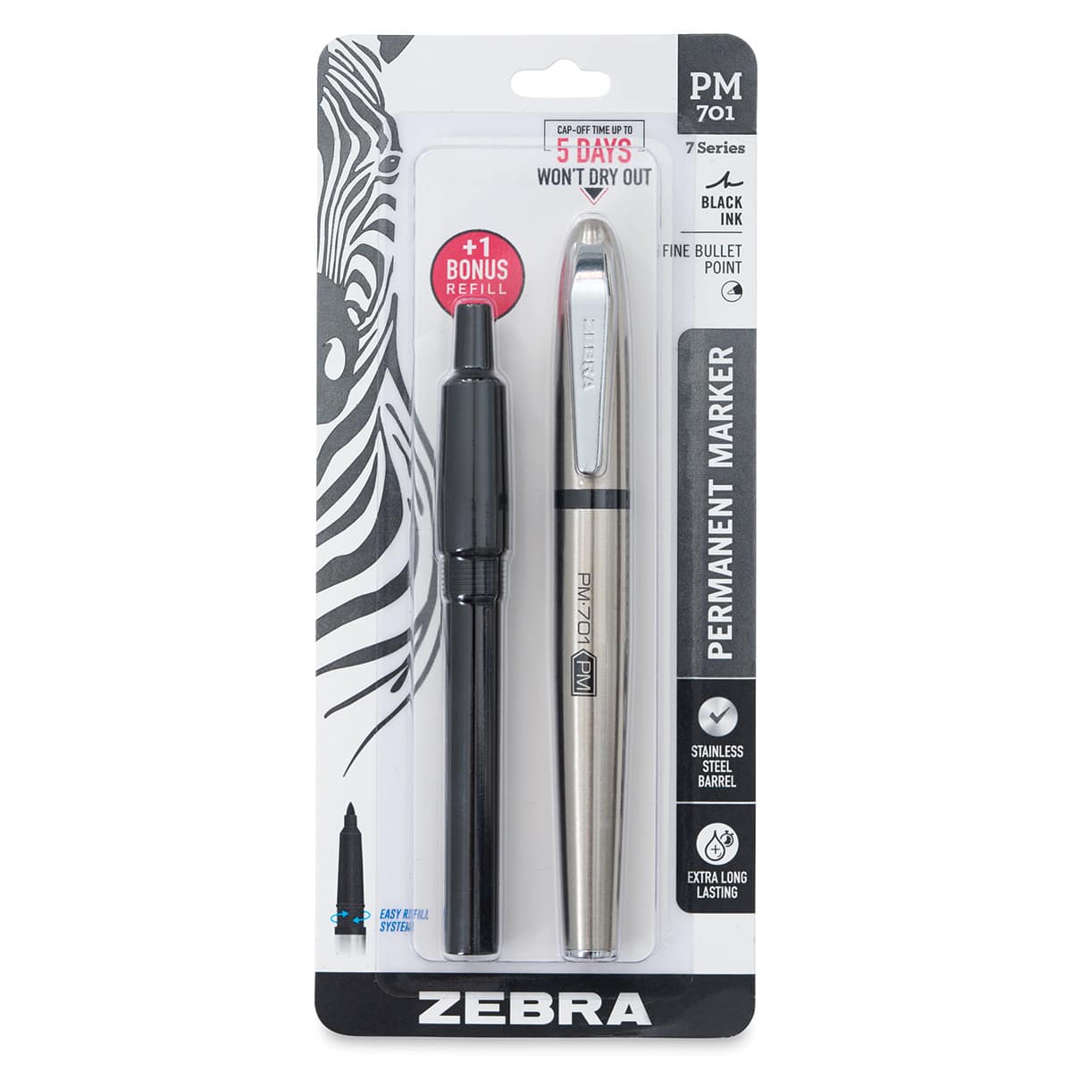 Zebra Permanent Marker and Refill - Black