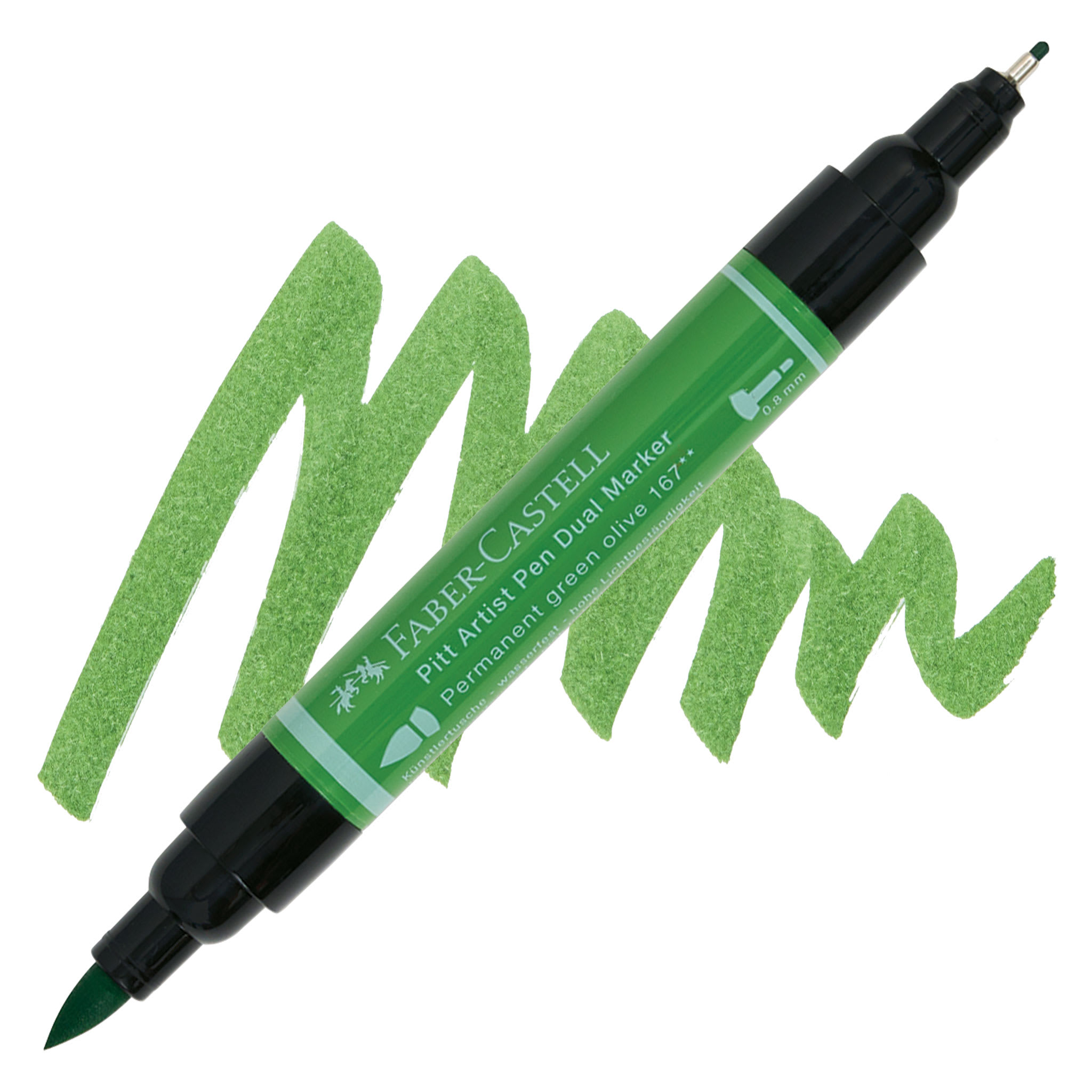 Faber-Castell Pitt Artist Pen Dual Tip Marker - Permanent Olive Green 167