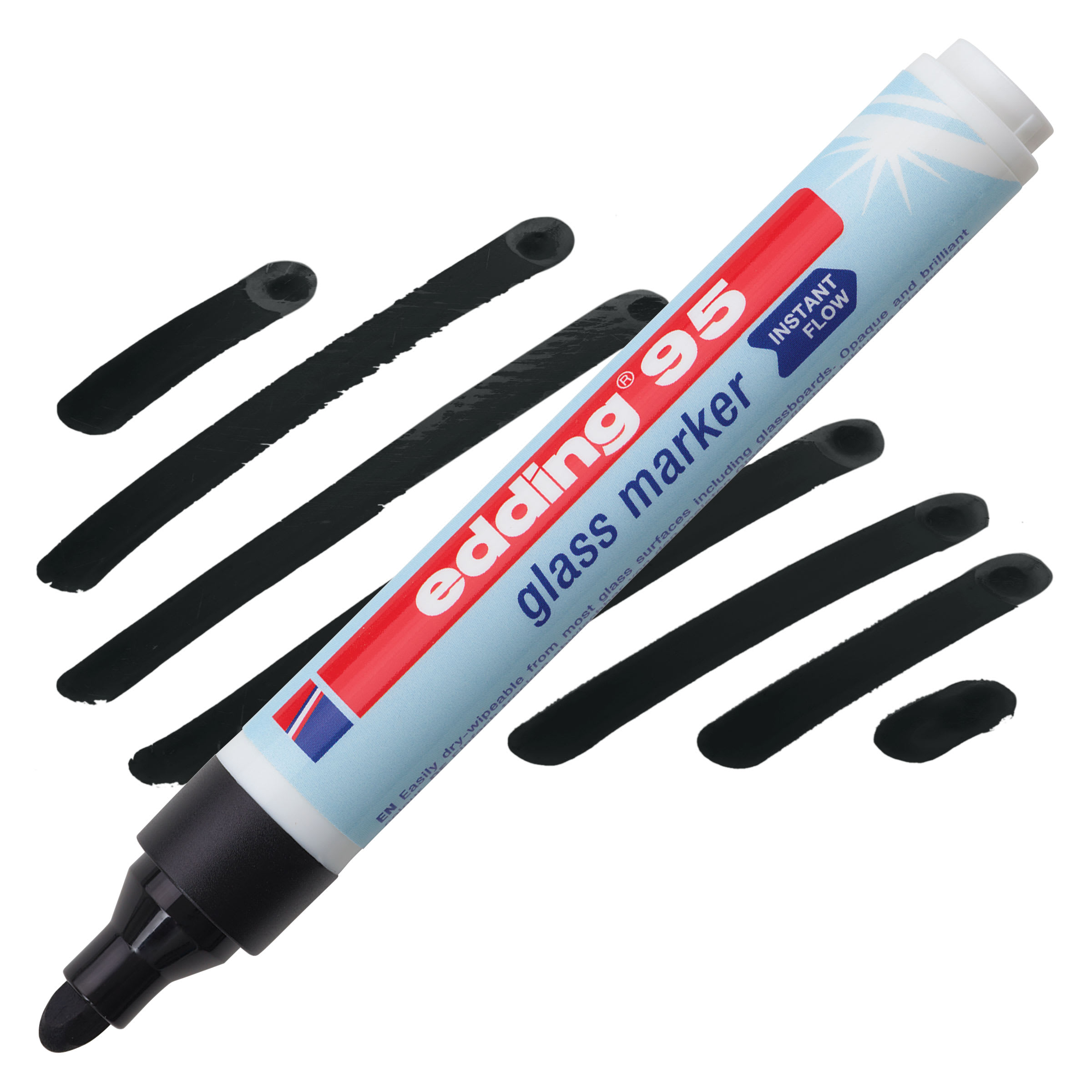 Edding 95 Glass Marker - Black, Round Nib, 1.5 mm - 3 mm