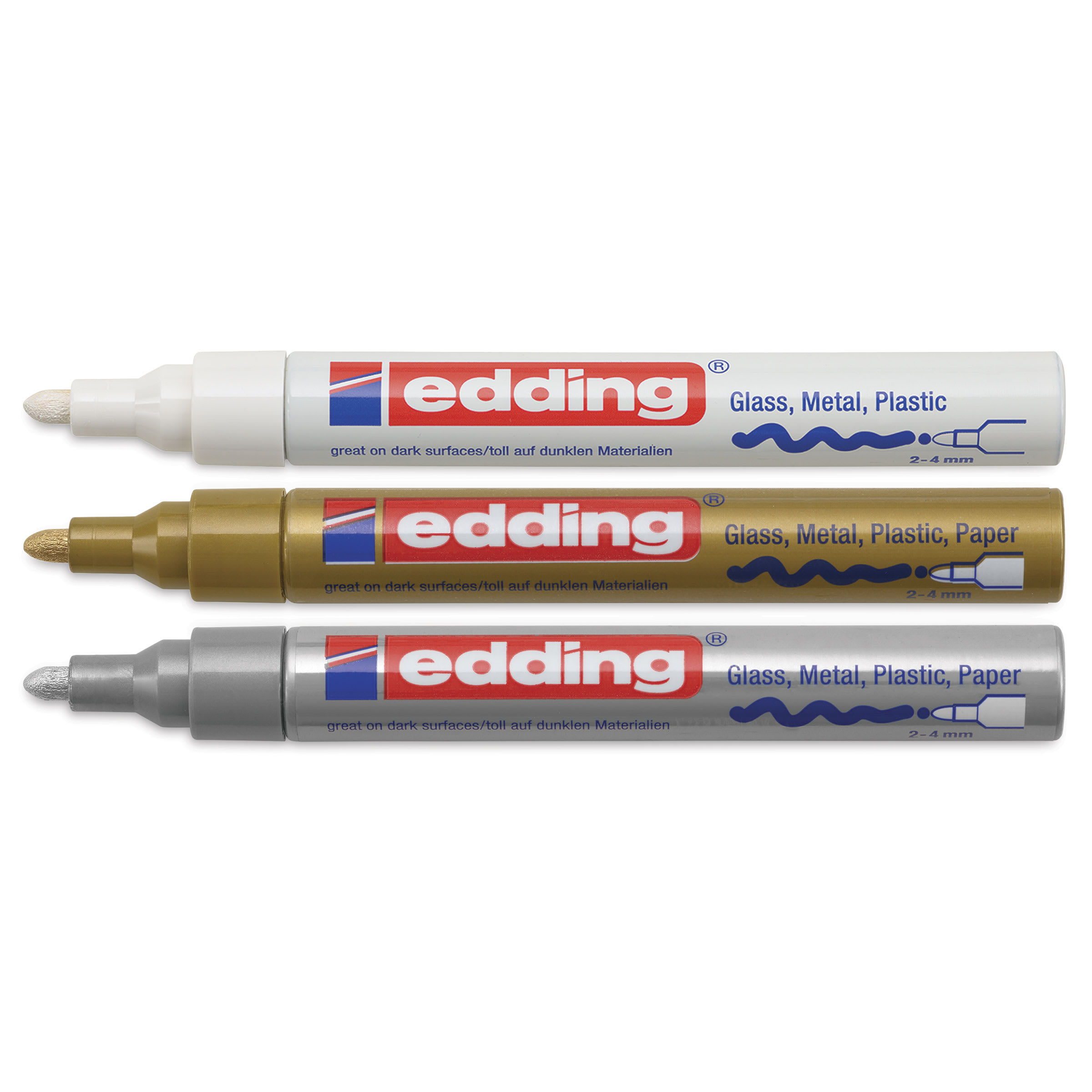 edding 750 Series Oil Based Gloss Paint Marker, Metallic Colors, 3/Pack (EDD47503999), Red | Quill