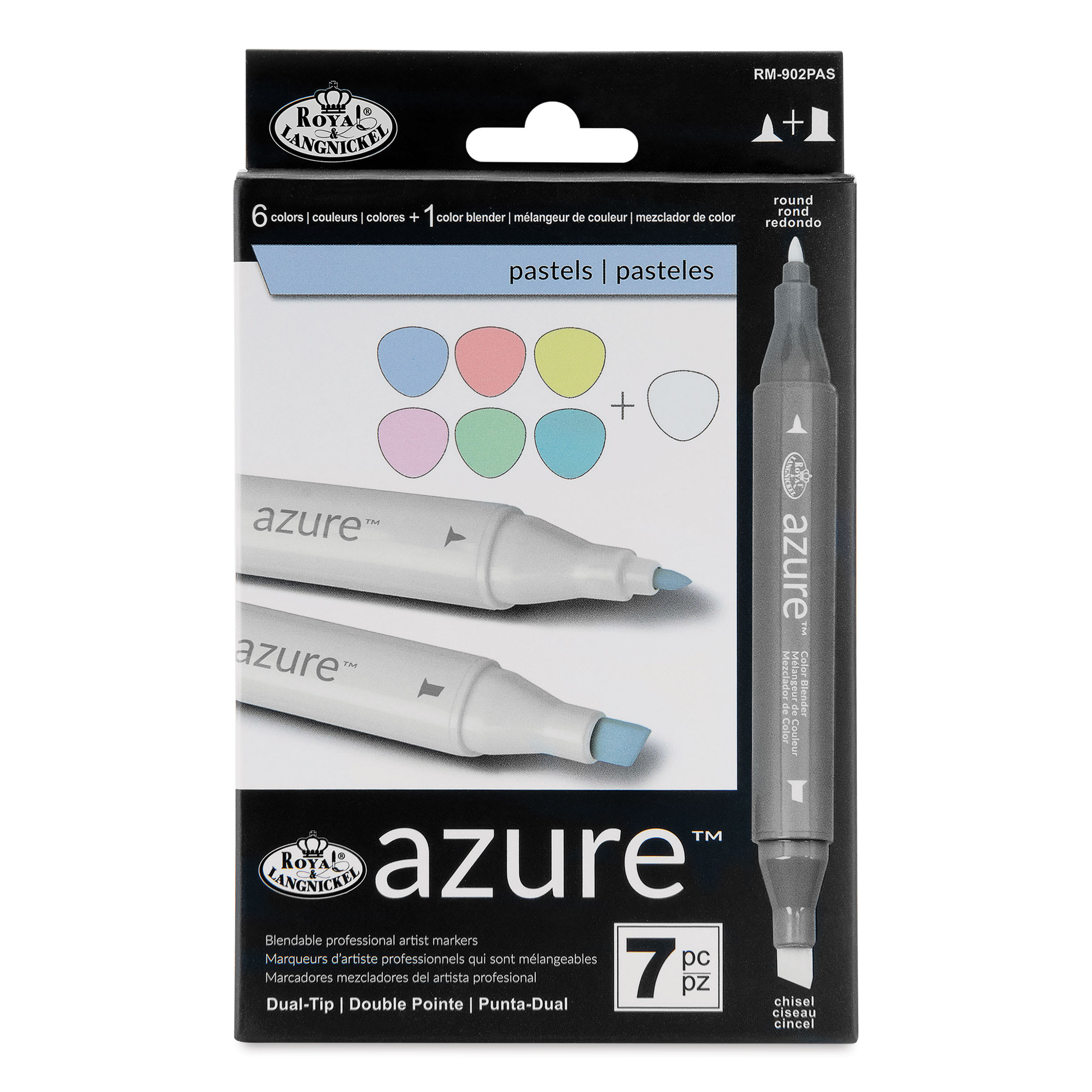 Royal & Langnickel Azure Dual Tip Markers - Set of 7, Pastel Colors