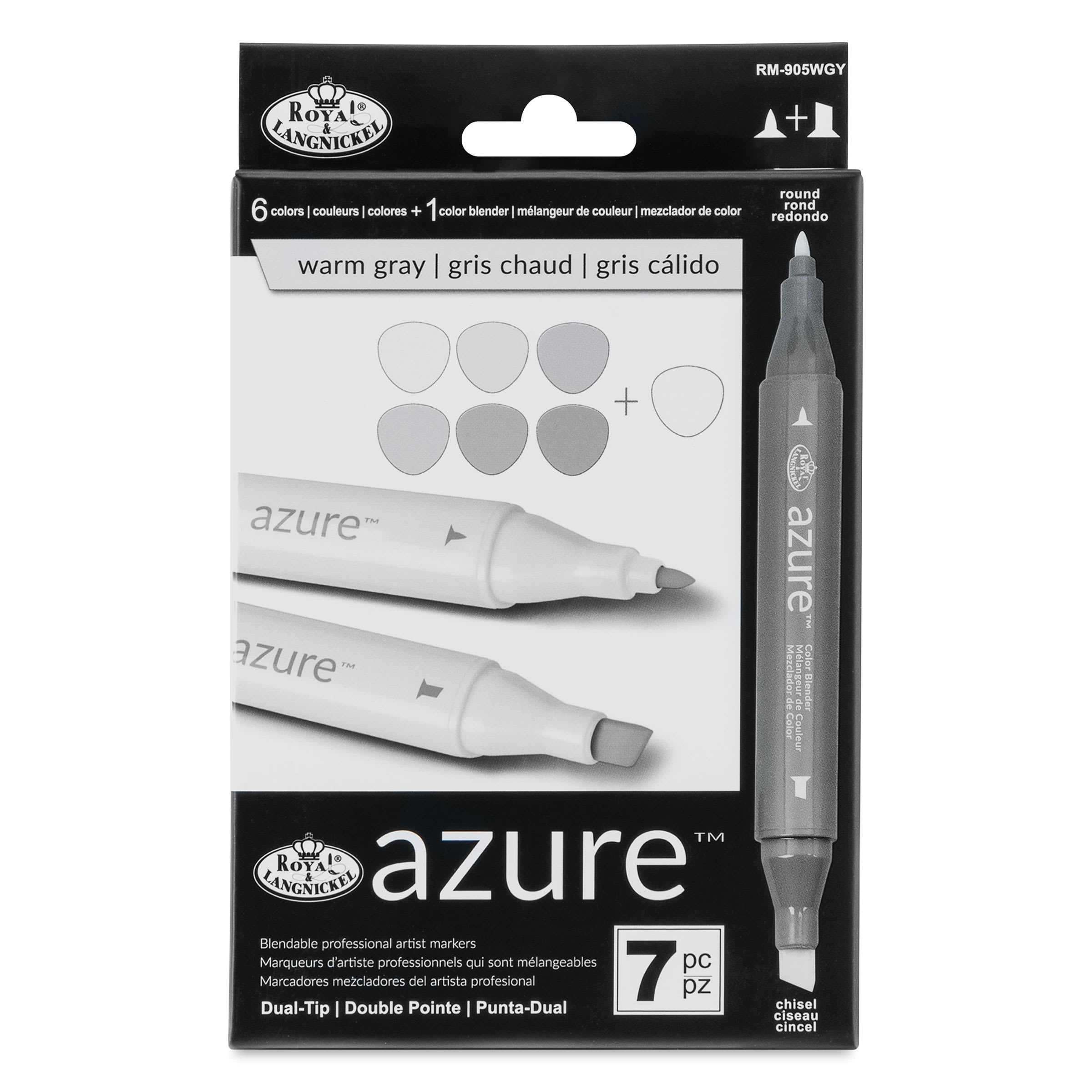 Royal & Langnickel Azure Dual Tip Markers - Set of 7, Warm Gray Colors