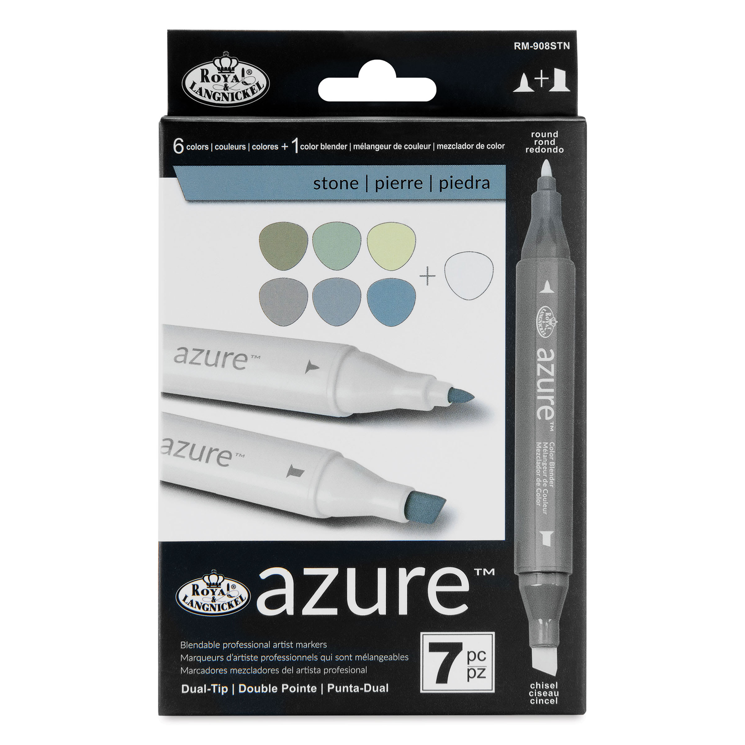 Royal & Langnickel Azure Dual Tip Markers - Set of 7, Stone Colors