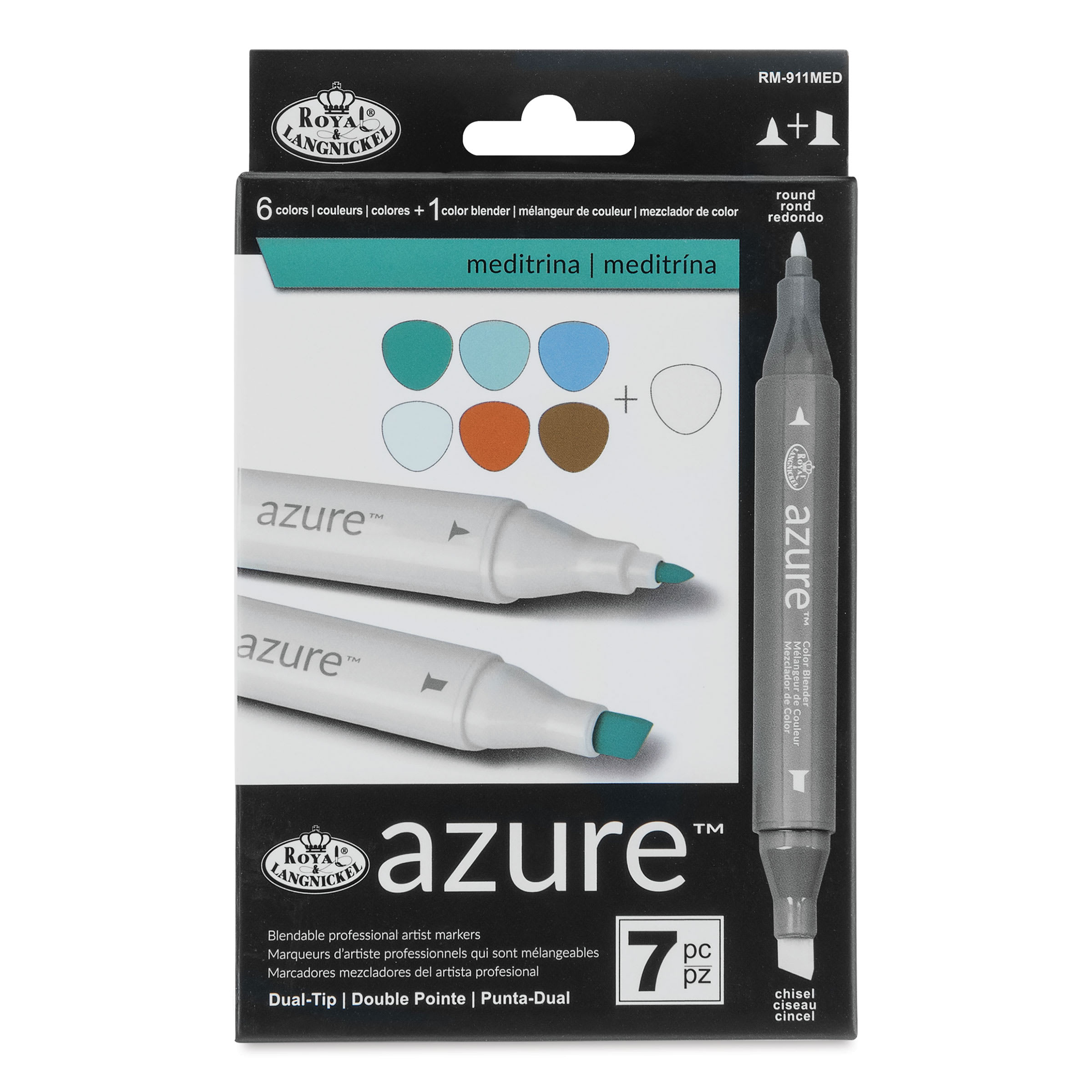 Royal & Langnickel Azure Dual Tip Markers - Set of 7, Meditrina Colors