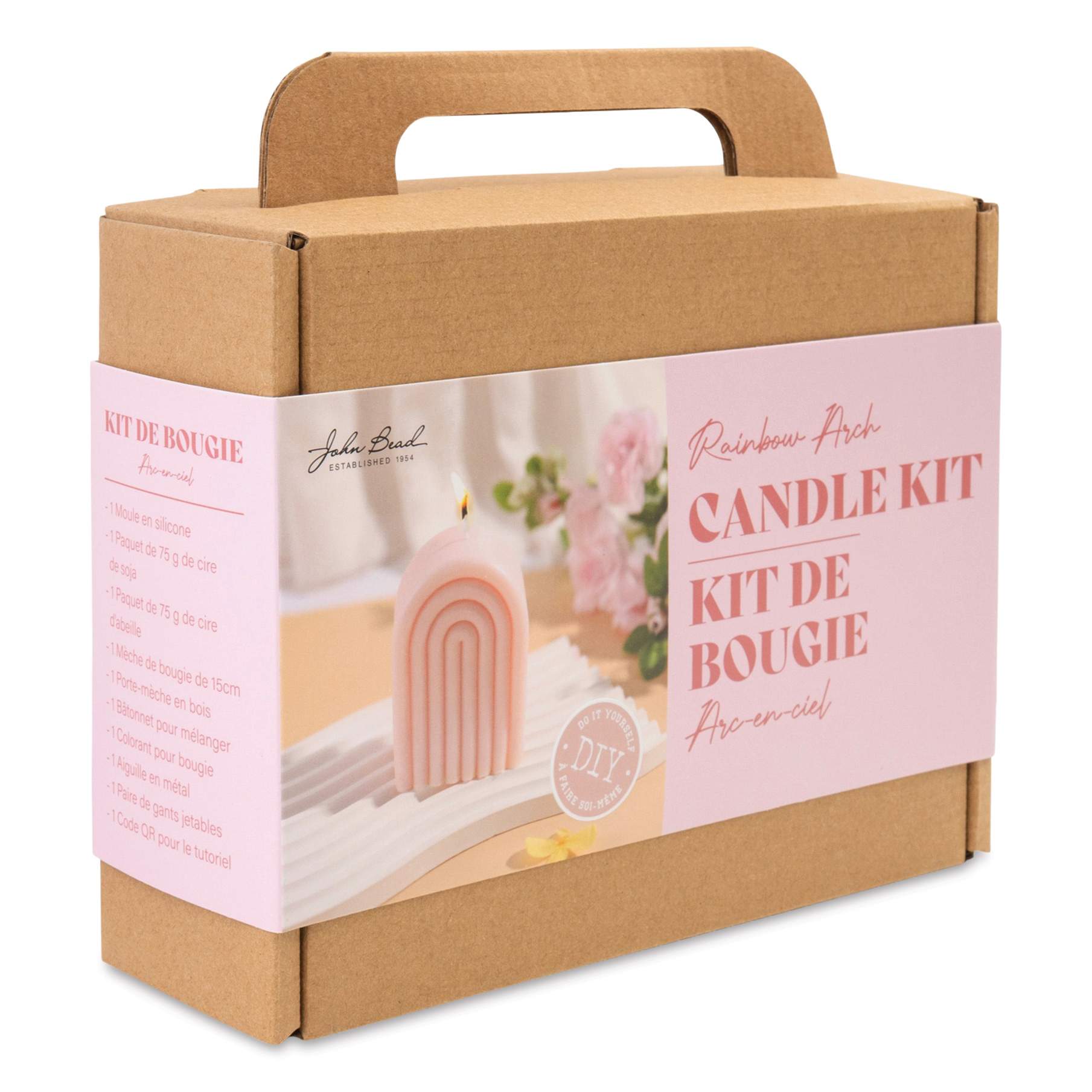 John Bead Decorative Candle Making Kit, Pink Rainbow Arch Diy Art Kit for Home Decor Accessories - Pink