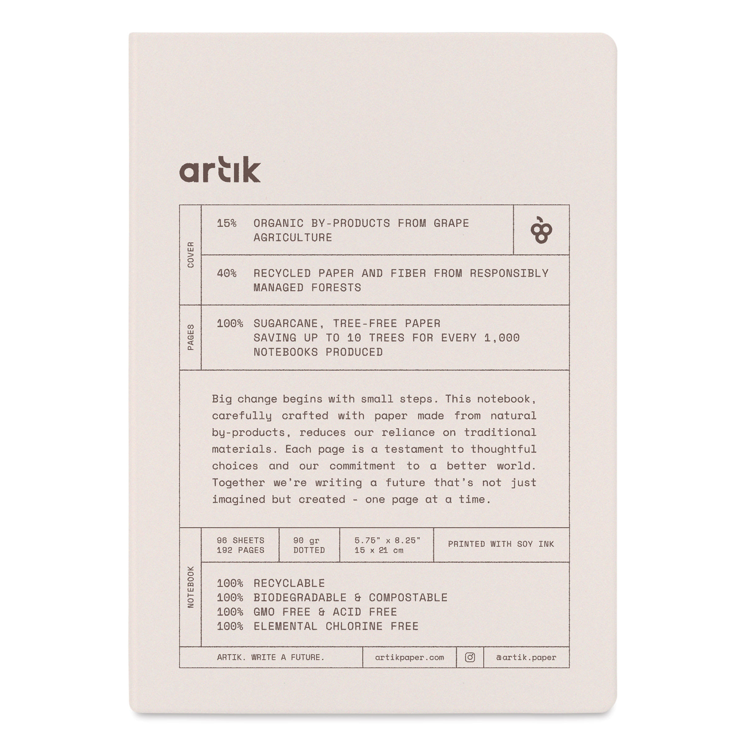 Artik Hardcover Notebook - Grape, 5-3/4" x 8-1/4", Dot Grid