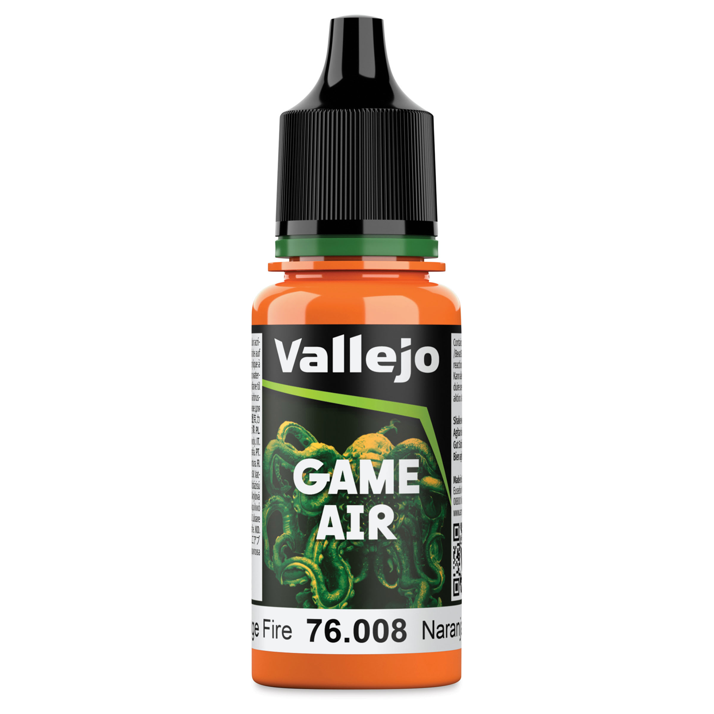 Vallejo Game Air Acrylic Airbrush Paint - Orange Fire, 18 ml Bottle