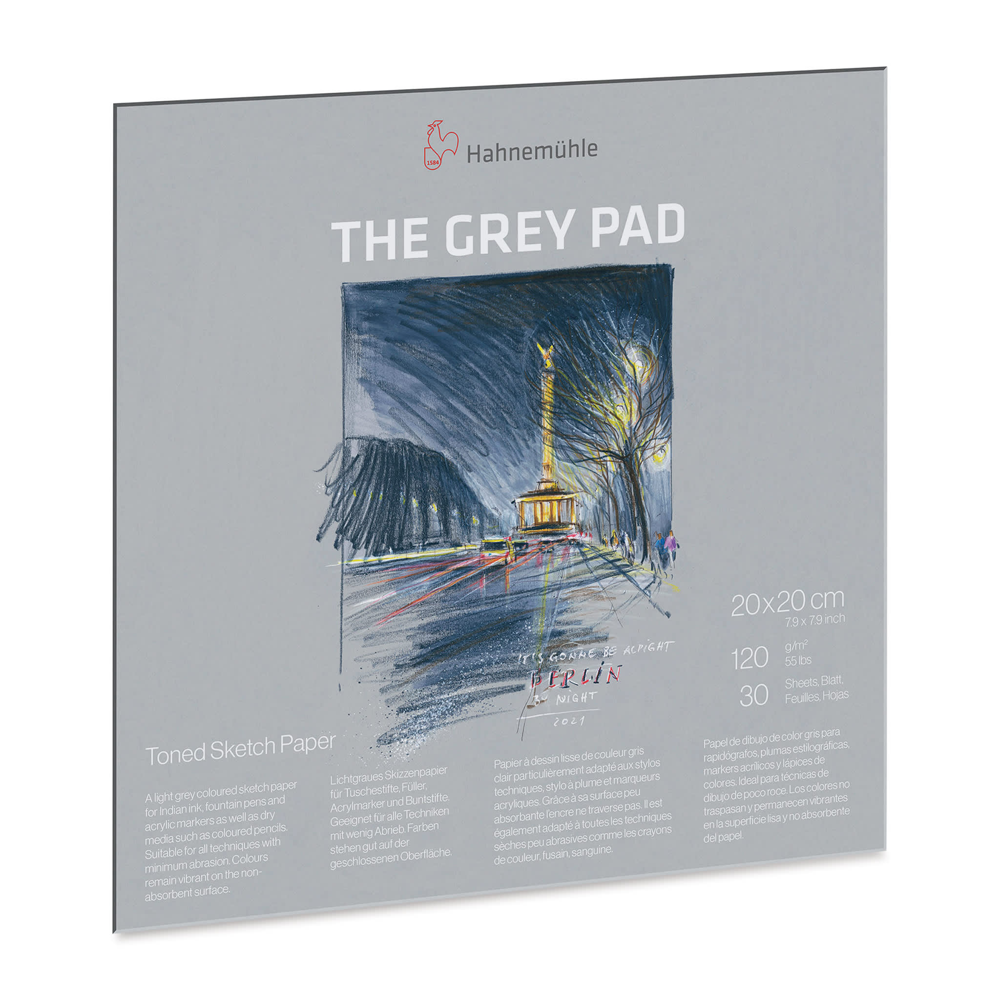Hahnemühle The Grey Sketch Pad - 7.9" x 7.9", 30 Sheets, 120 gsm