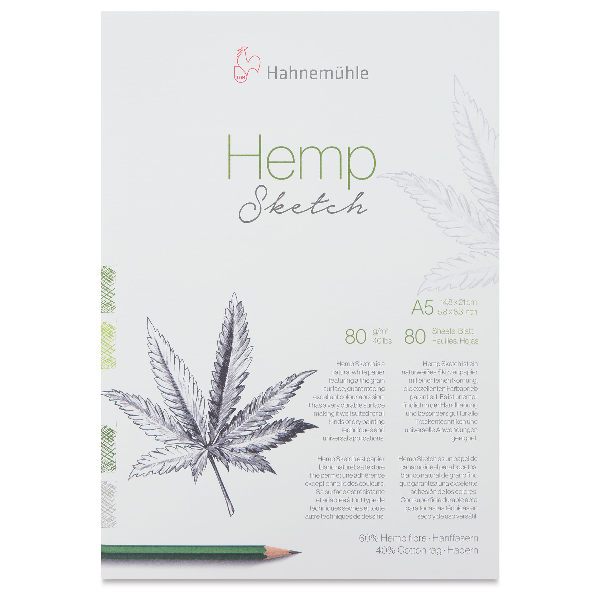 Hahnemühle Hemp Sketch Pad - 5.8" x 8.3", 80 Sheets
