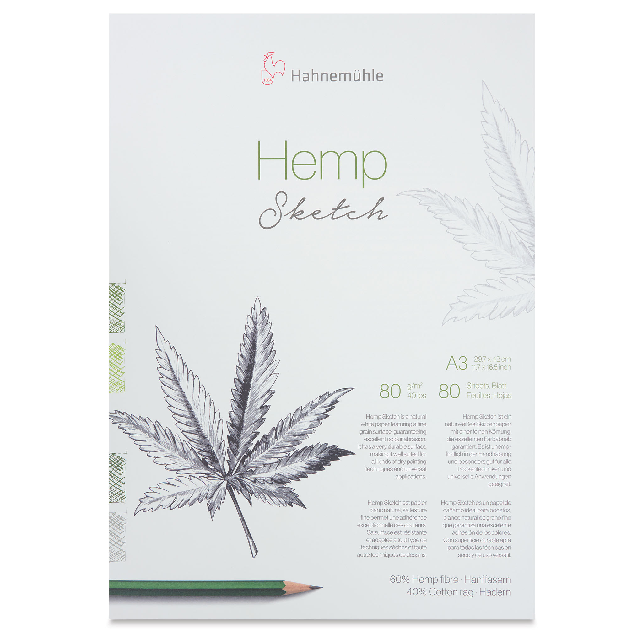 Hahnemühle Hemp Sketch Pad - 11.7" x 16.5", 80 Sheets