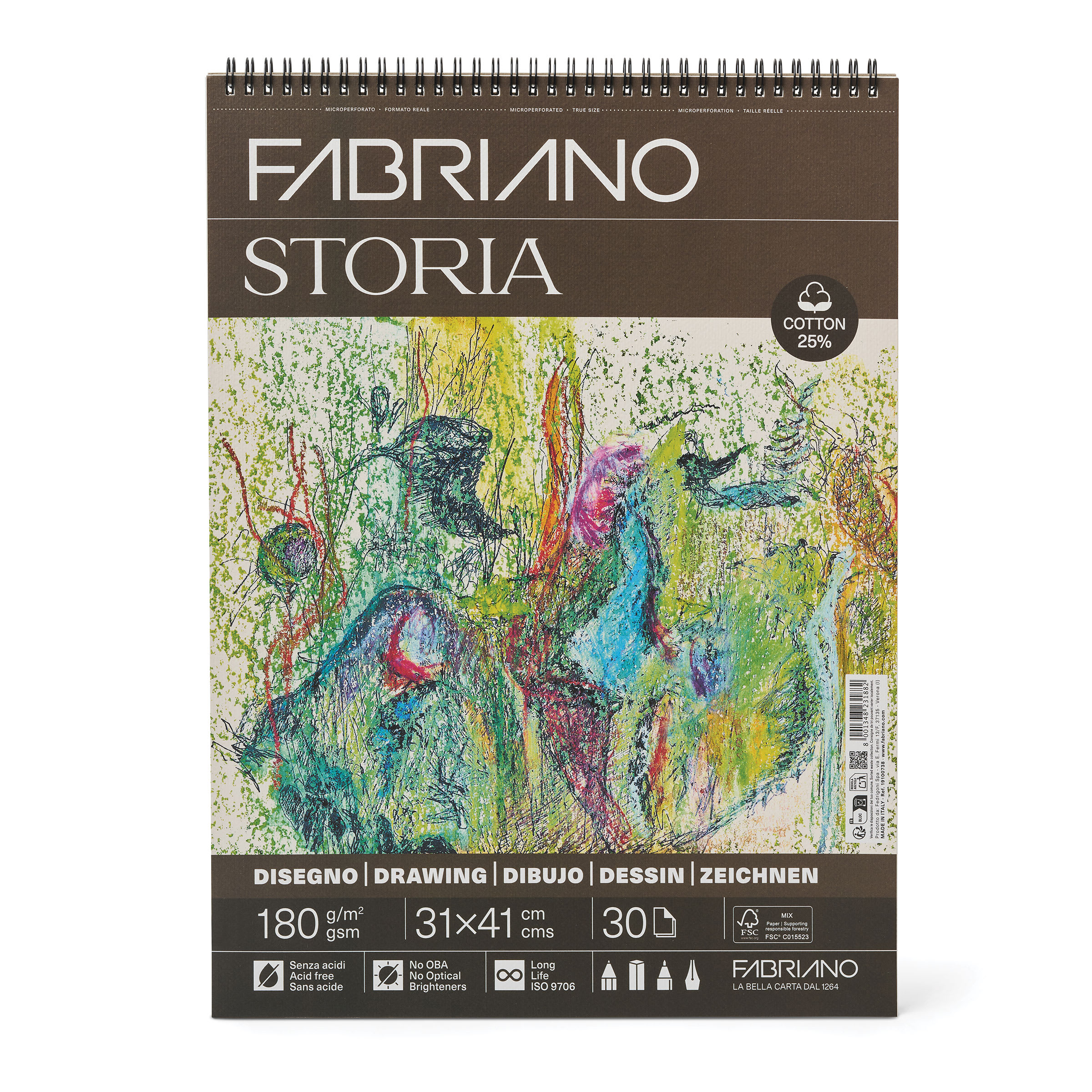Fabriano Storia Wirebound Drawing Pad - 12" x 16", 180 gsm, 30 Sheets