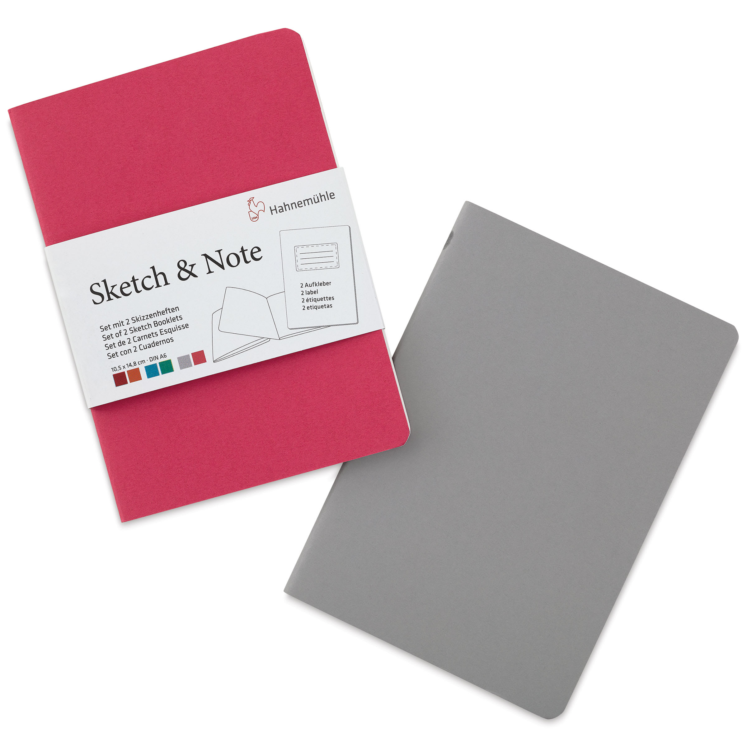 Hahnemühle Sketch and Note Booklets - Grey and Pink, 4.13" x 5.83", Pkg of 2