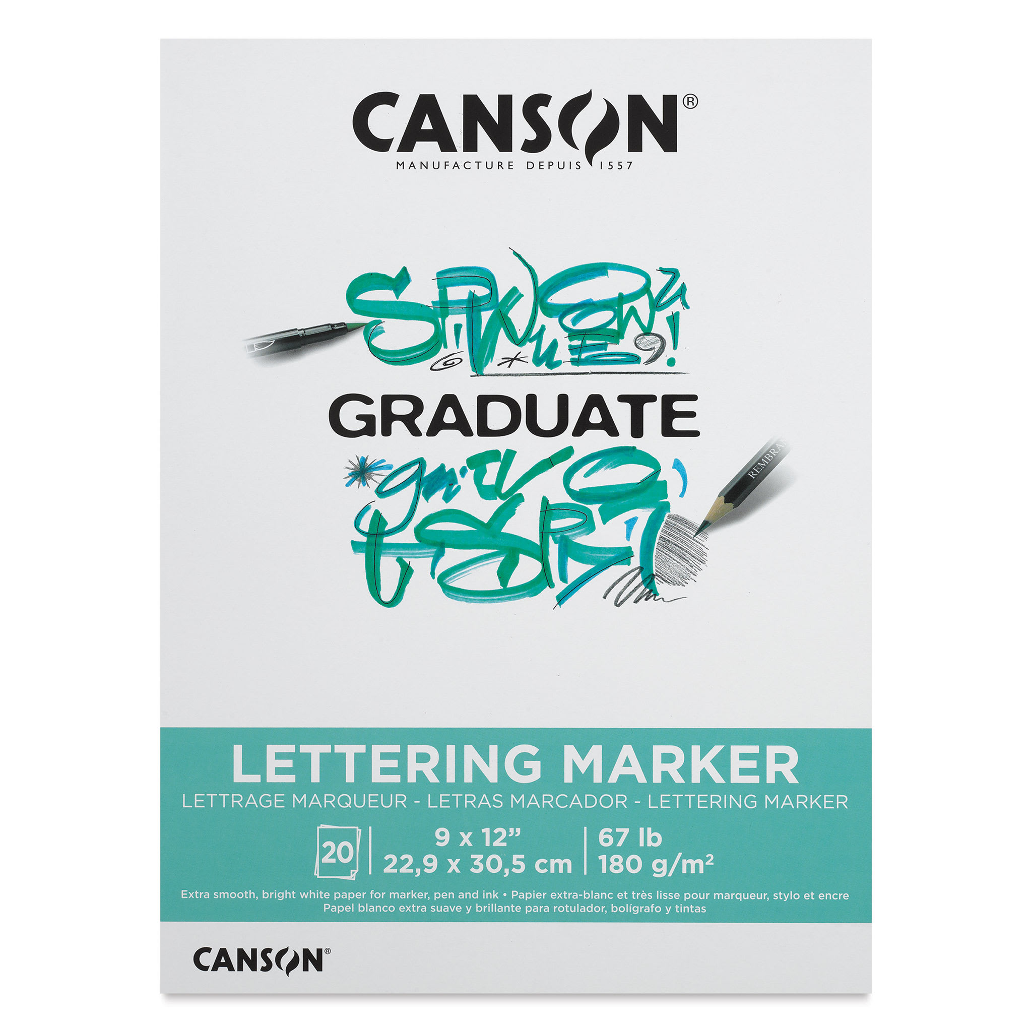 Canson Graduate Lettering Marker Pad - 9" x 12", 20 Sheets