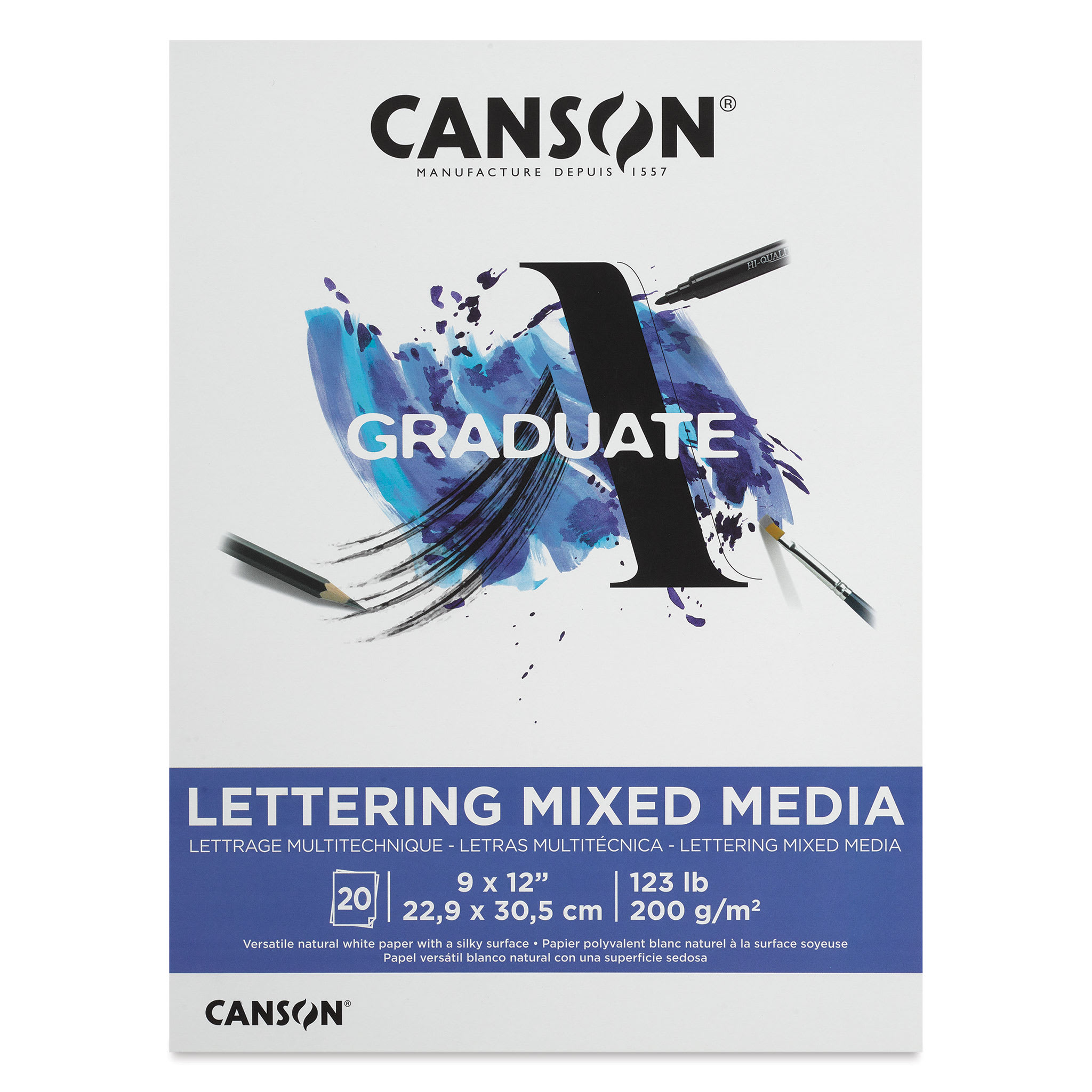 Canson Graduate Lettering Mixed Media Pad - 9" x 12", 20 Sheets