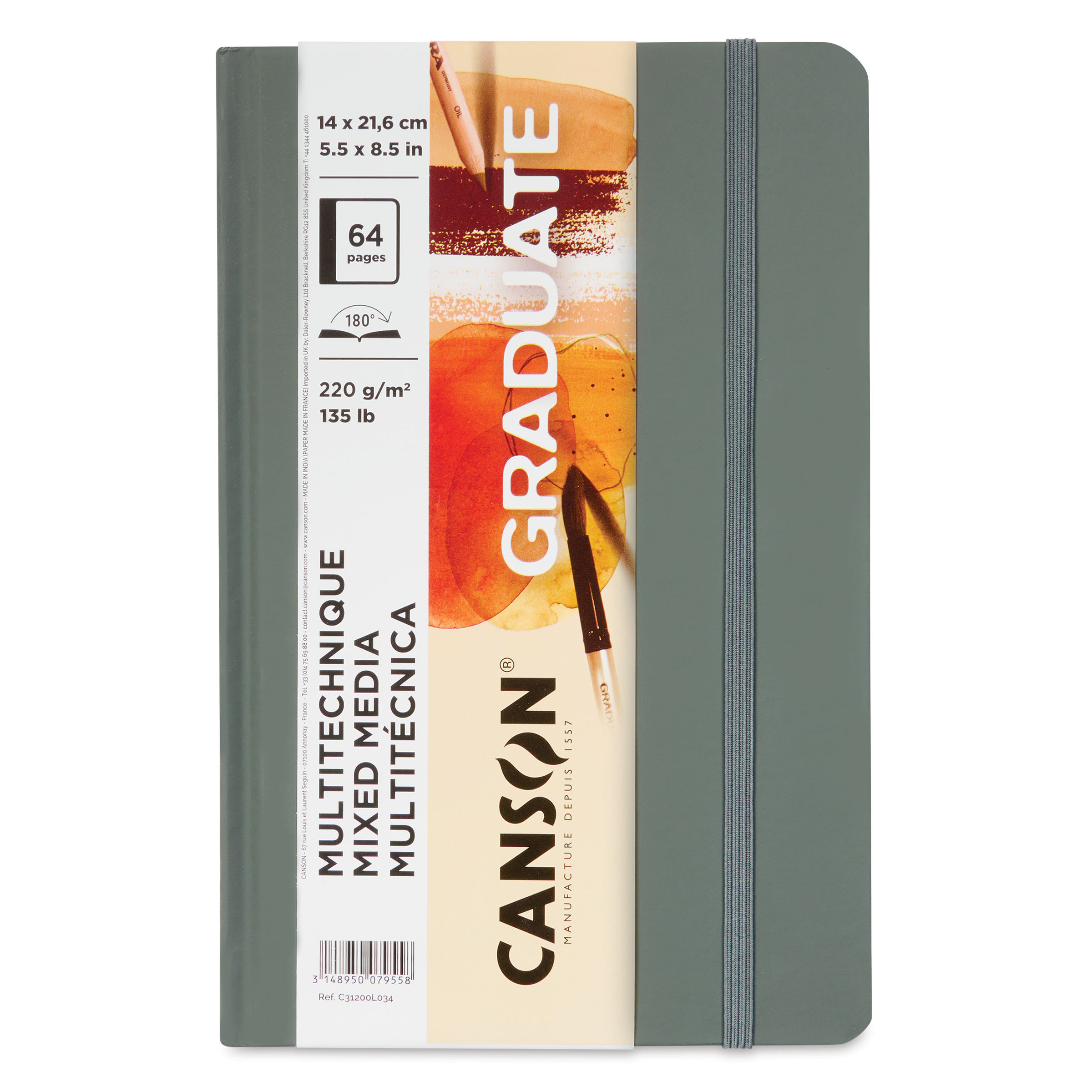 Canson Graduate Mixed Media Book - Natural, 5-1/2" x 8-1/2", 135 lb, 32 Sheets