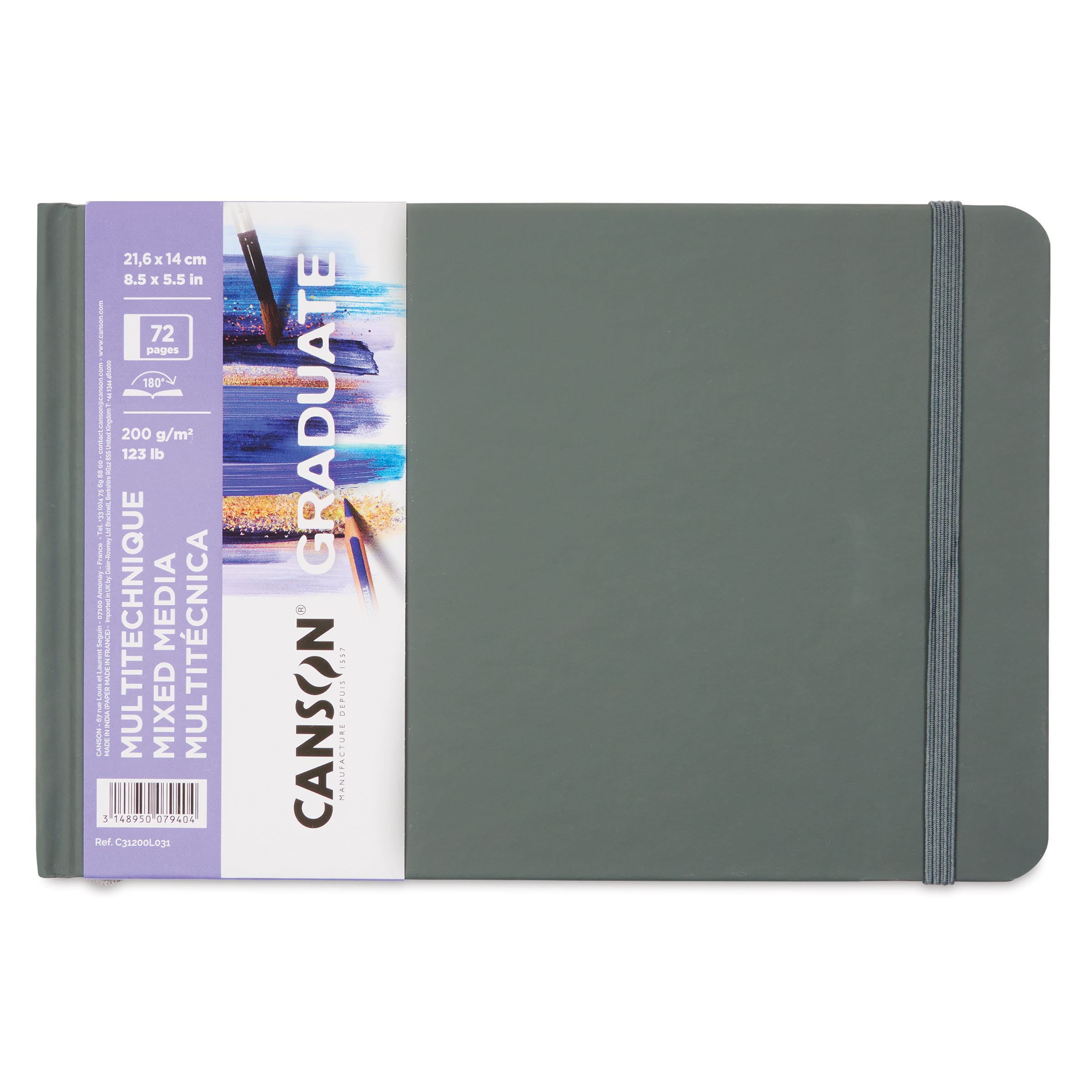 Canson Graduate Mixed Media Book - White, 8-1/2" x 5-1/2", 123 lb, 36 Sheets