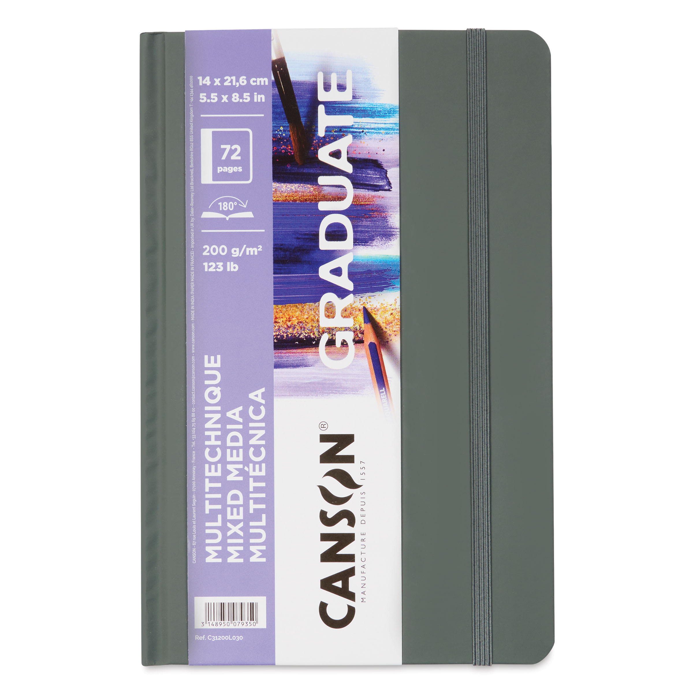 Canson Graduate Mixed Media Book - White, 5-1/2" x 8-1/2", 123 lb, 36 Sheets