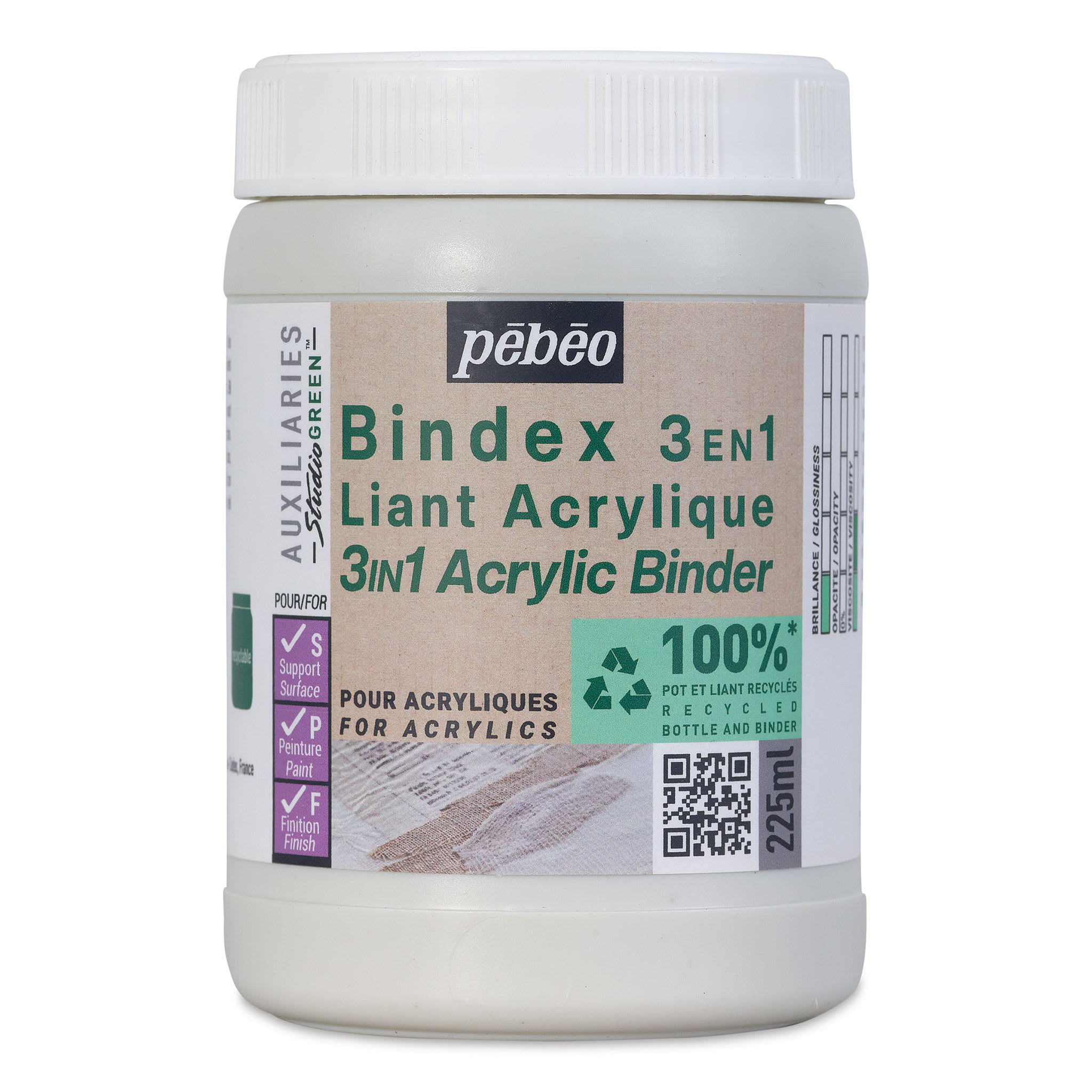 Pebeo Studio Green Bindex 3-in-1 Acrylic Binder - 225 ml