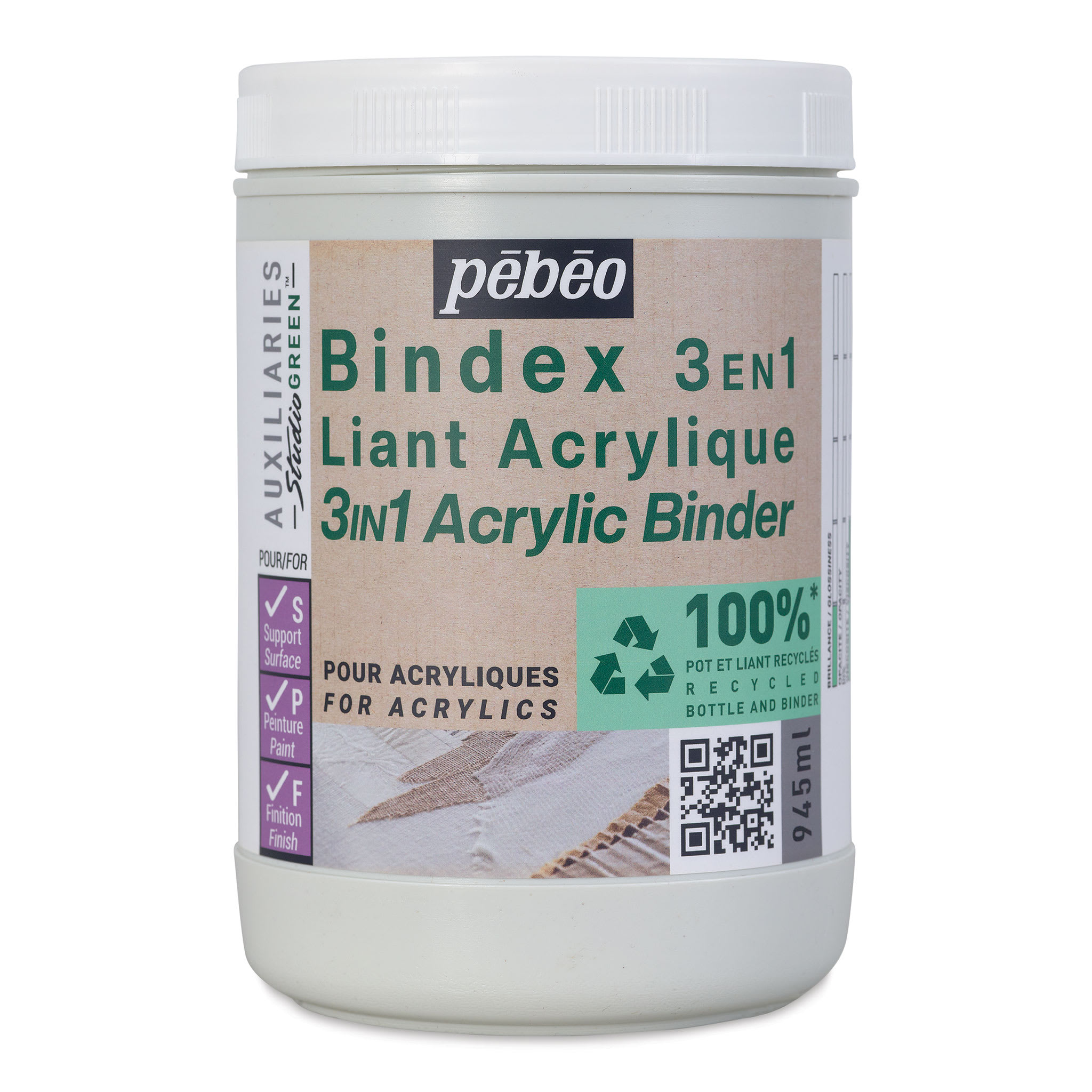 Pebeo Studio Green Bindex 3-in-1 Acrylic Binder - 945 ml