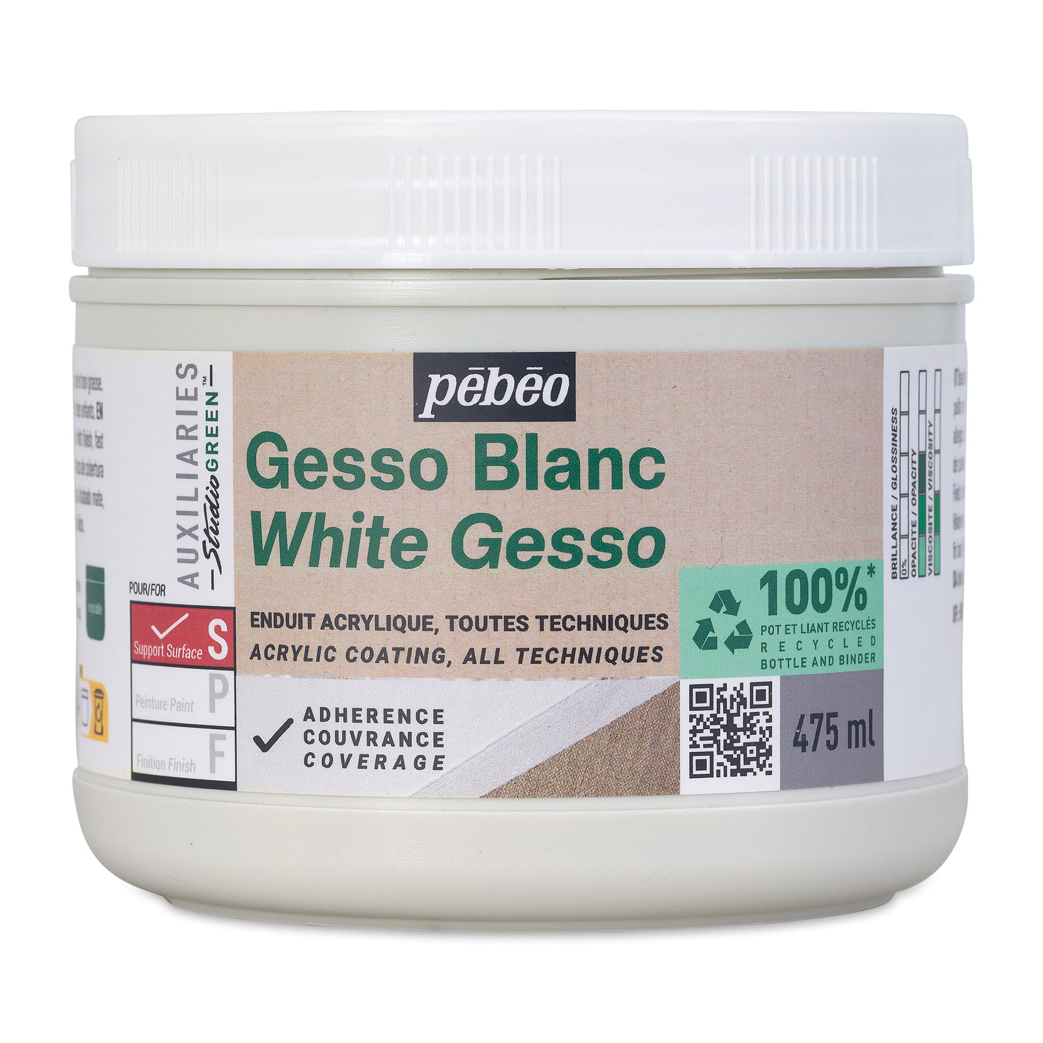 Pebeo Studio Green Gesso - White, 475 ml