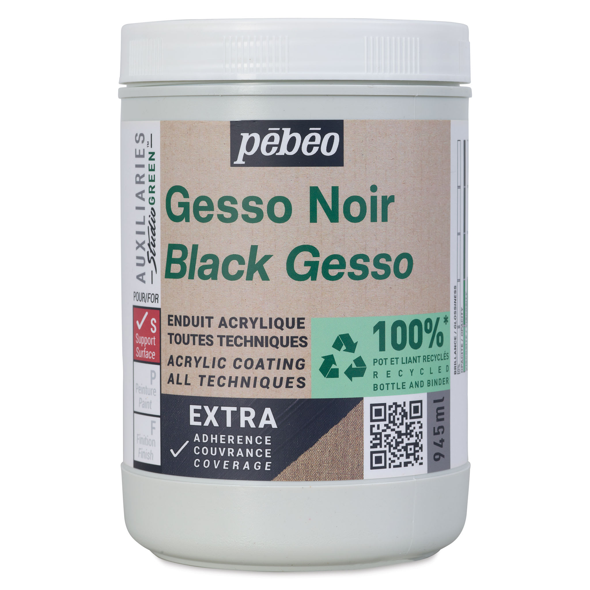 Pebeo Studio Green Gesso - Black, 945 ml
