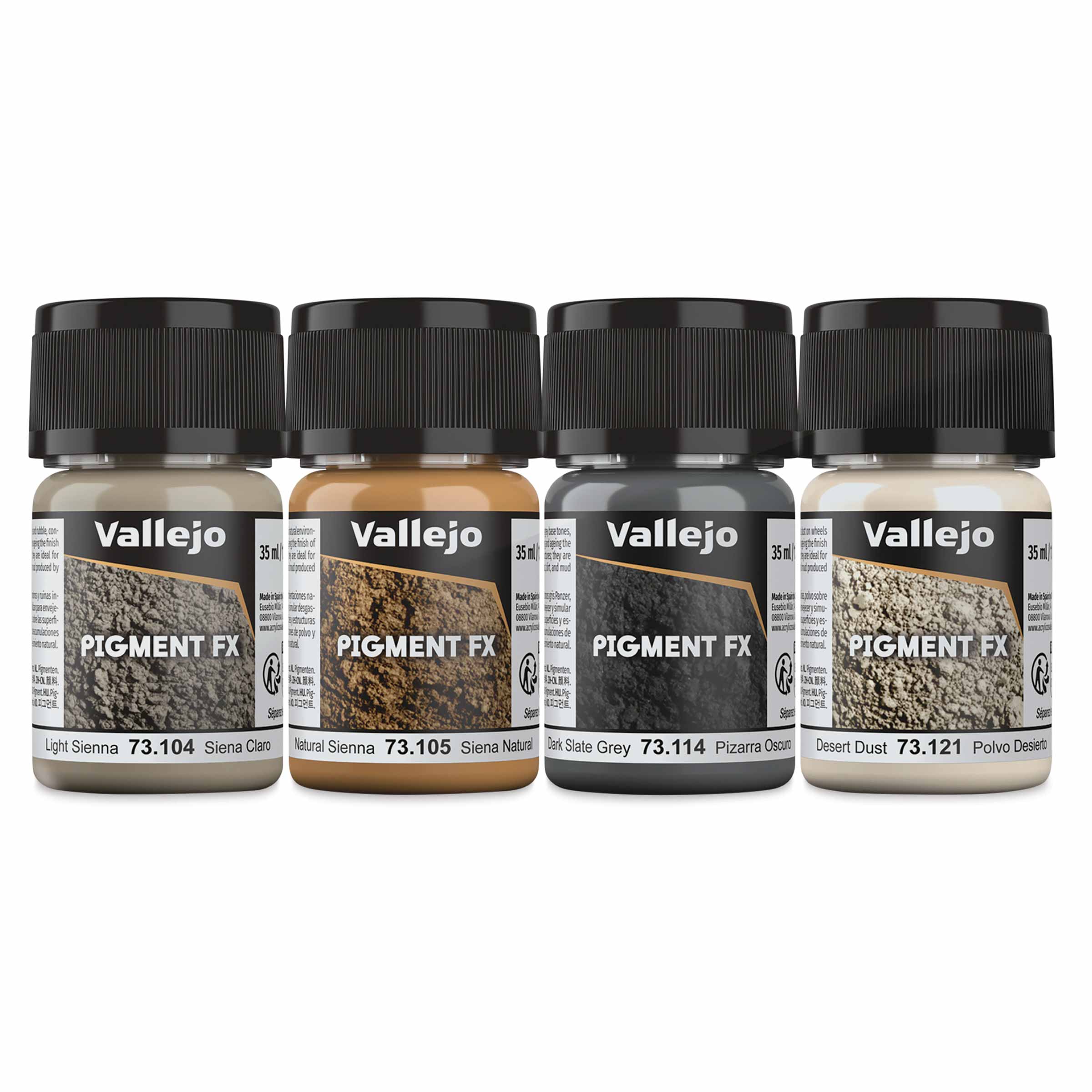 Vallejo Pigment FX Set - Set of 4, Stone and Cement, 35 ml