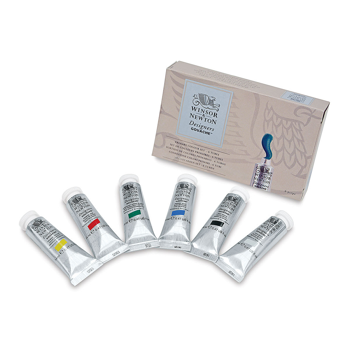 Winsor & Newton Designers Gouache - Set of 6, Primary Set, 14 ml Tubes