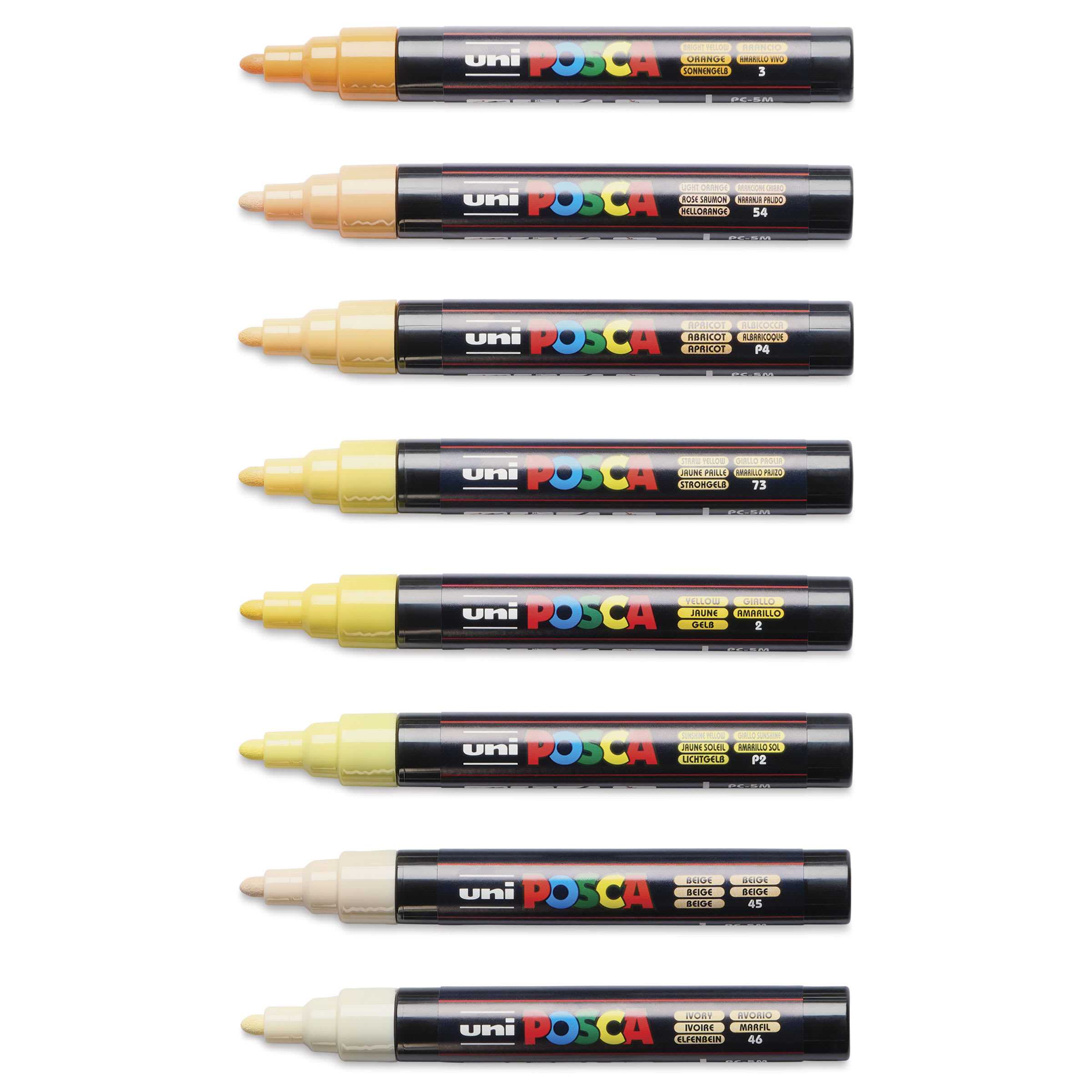 Posca Paint Markers - Set of 8, Yellow Shade Colors, Medium Bullet